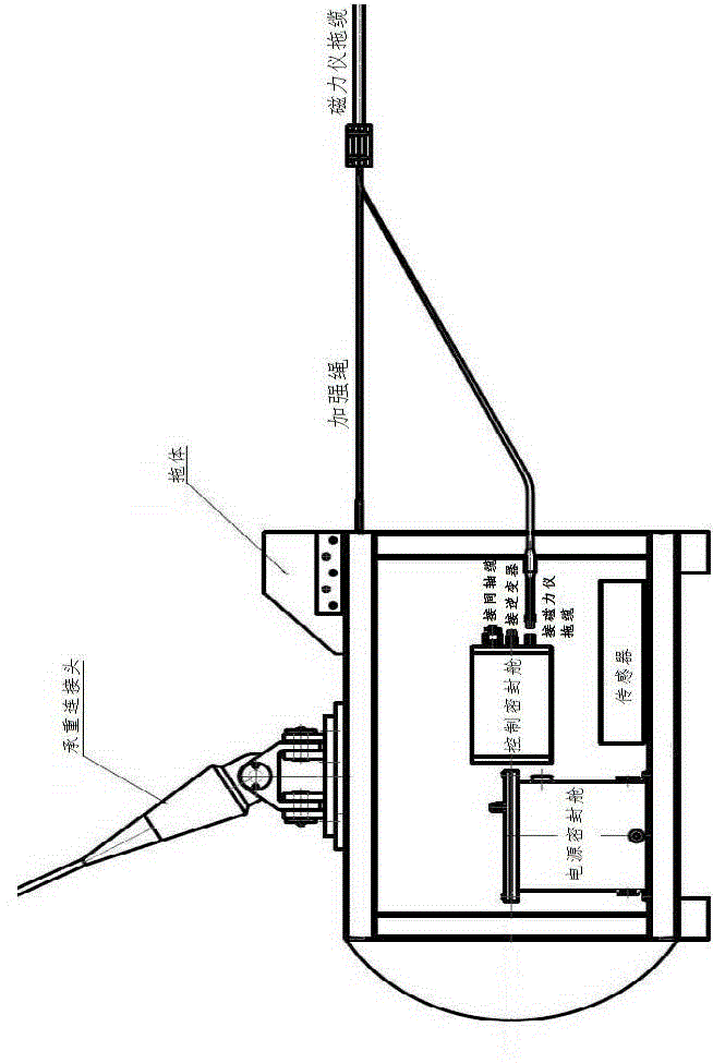 Marine magnetic survey method and device for polar floating ice areas