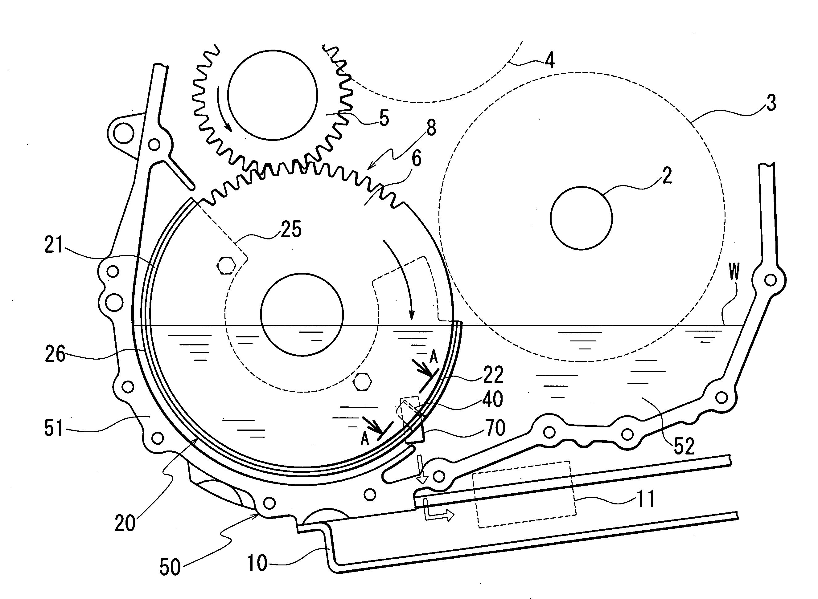 Oil discharge structure of baffle plate