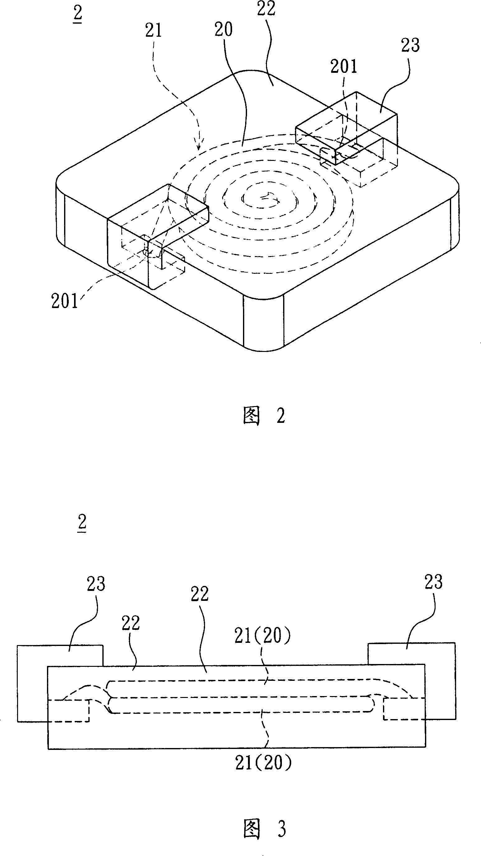 Internal embedded type inductive structure and its producing method