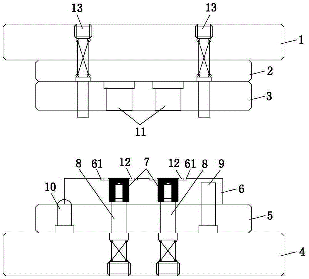 Mould capable of directly riveting studs on products