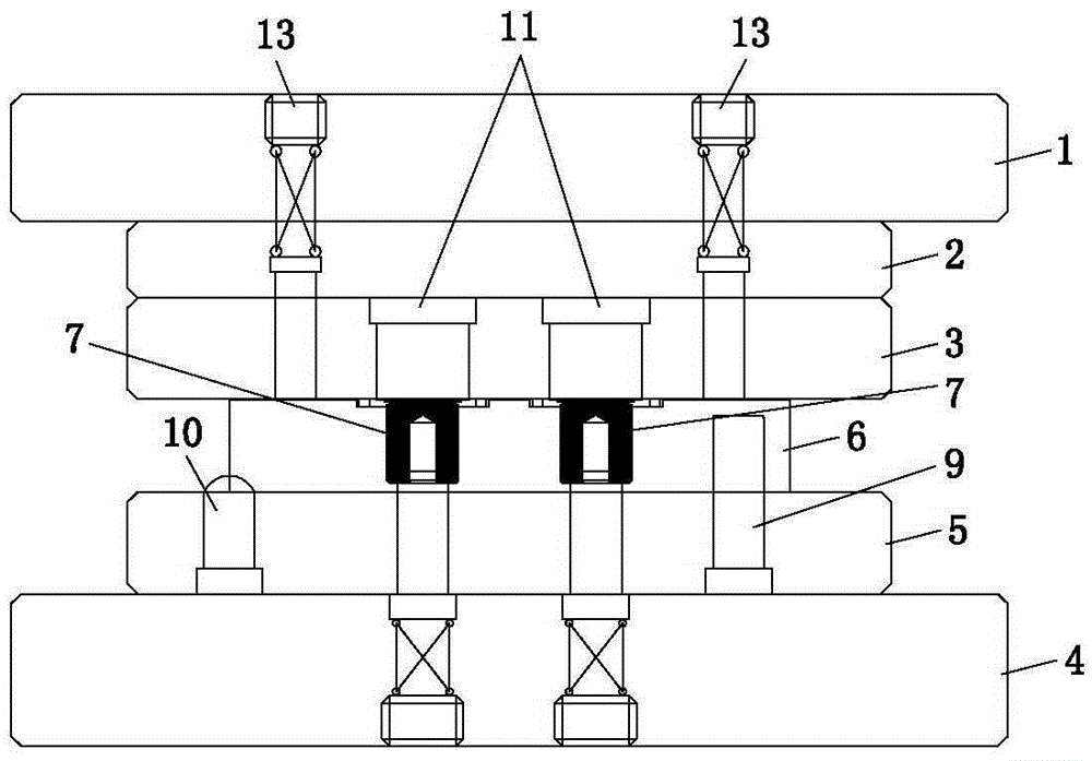 Mould capable of directly riveting studs on products