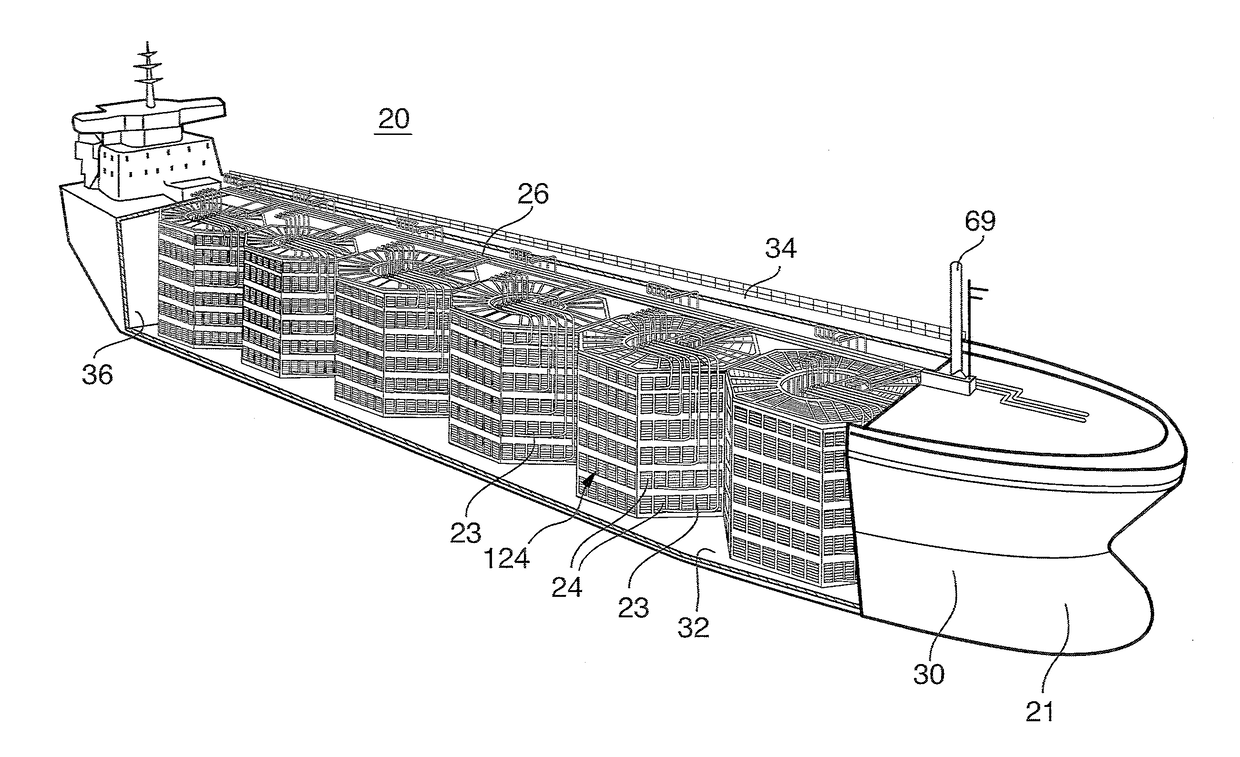 Ship for gas storage and transport