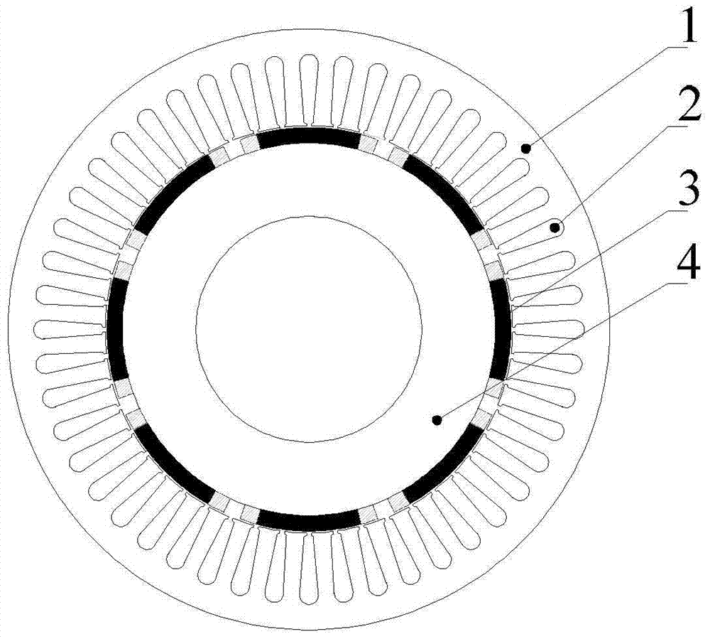 Combination magnetic pole surface mount permanent magnet synchronous motor