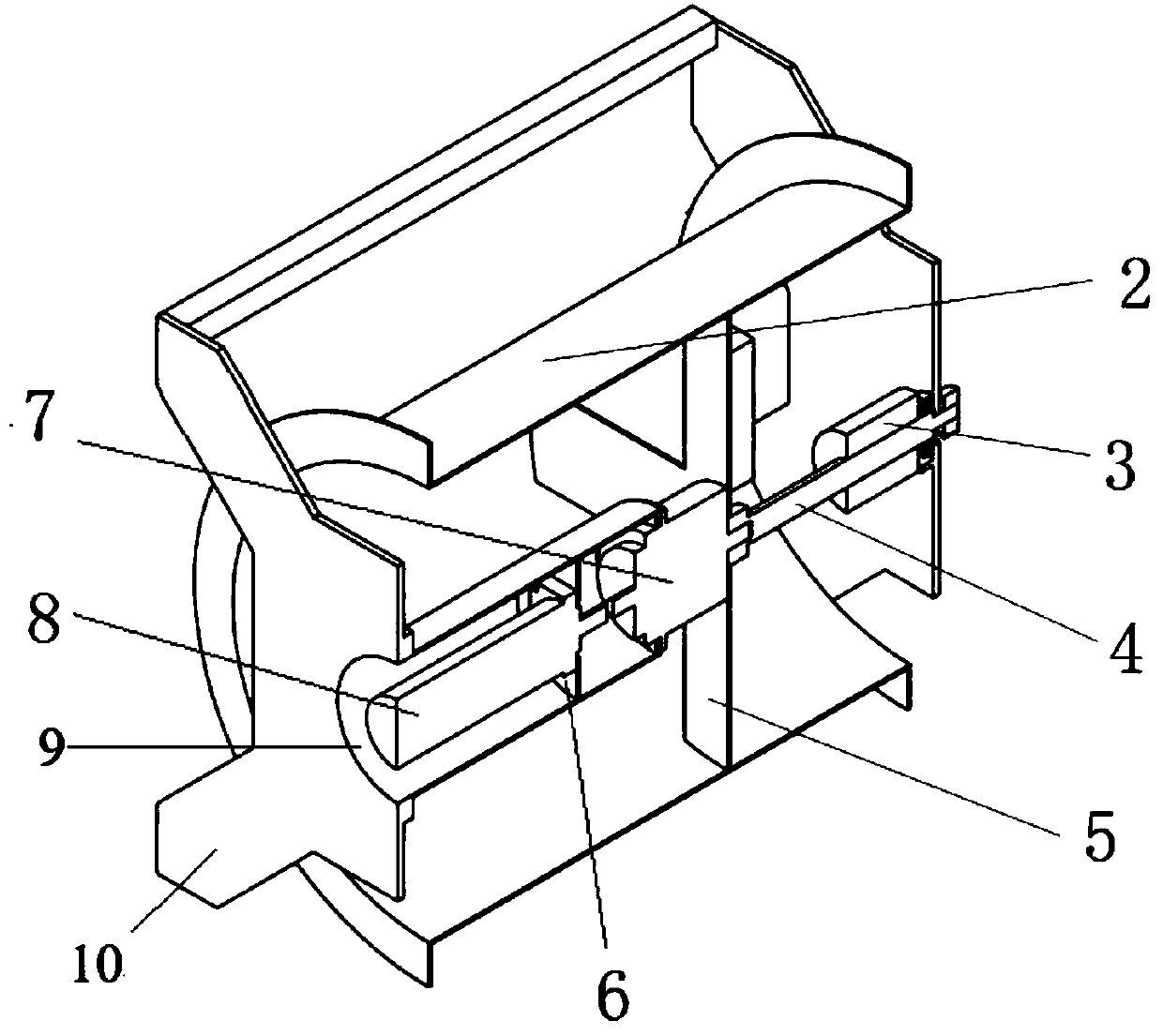 Oscillating type outgoing line anti-bending connecting mechanism and mooring cable take-up and pay-off winch based on connecting mechanism