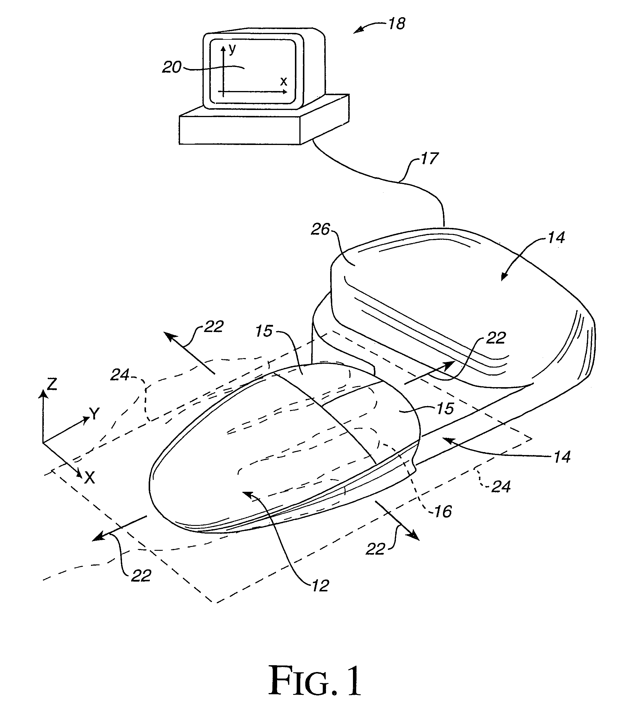 Force feedback interface device with sensor