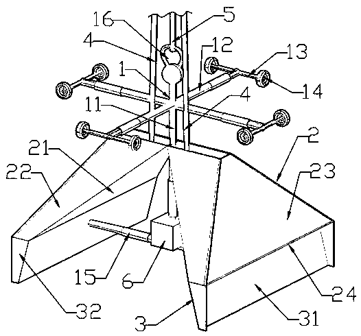 Bilateral plastering device for flue or air shaft and plastering method