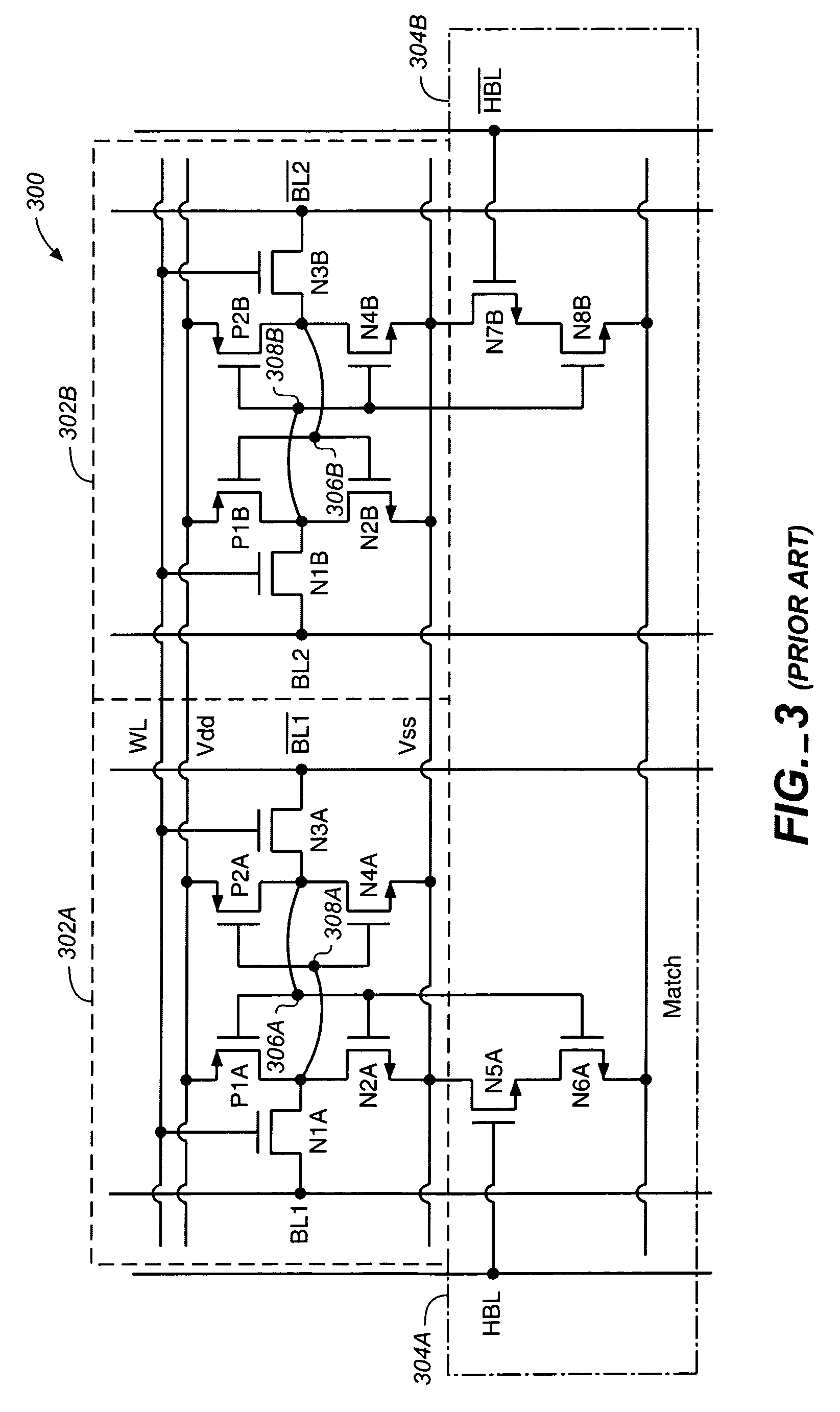 Compact ternary and binary CAM bitcell architecture with no enclosed diffusion areas