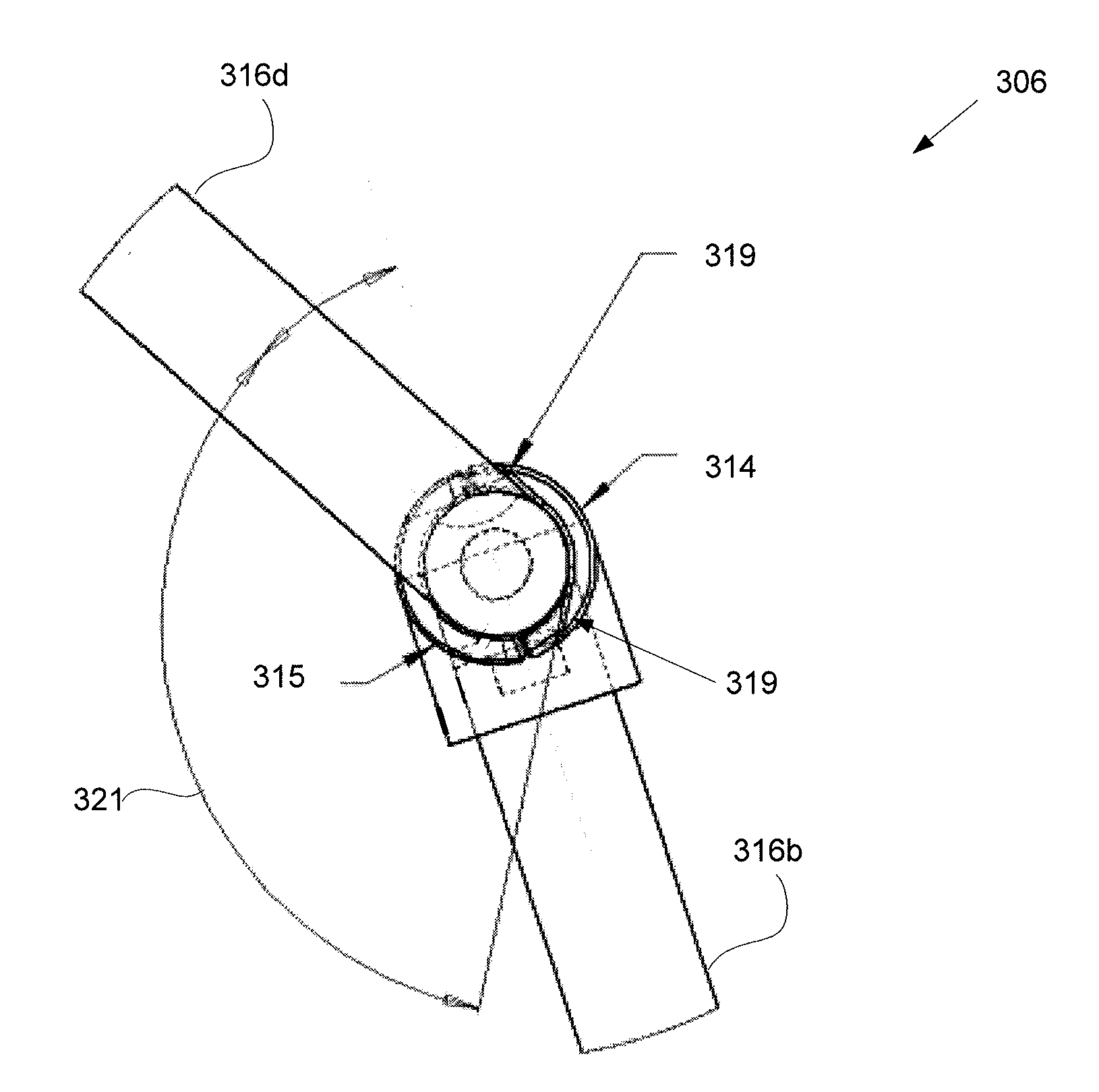 Articulating arm limiter for cavitational ultrasound therapy system