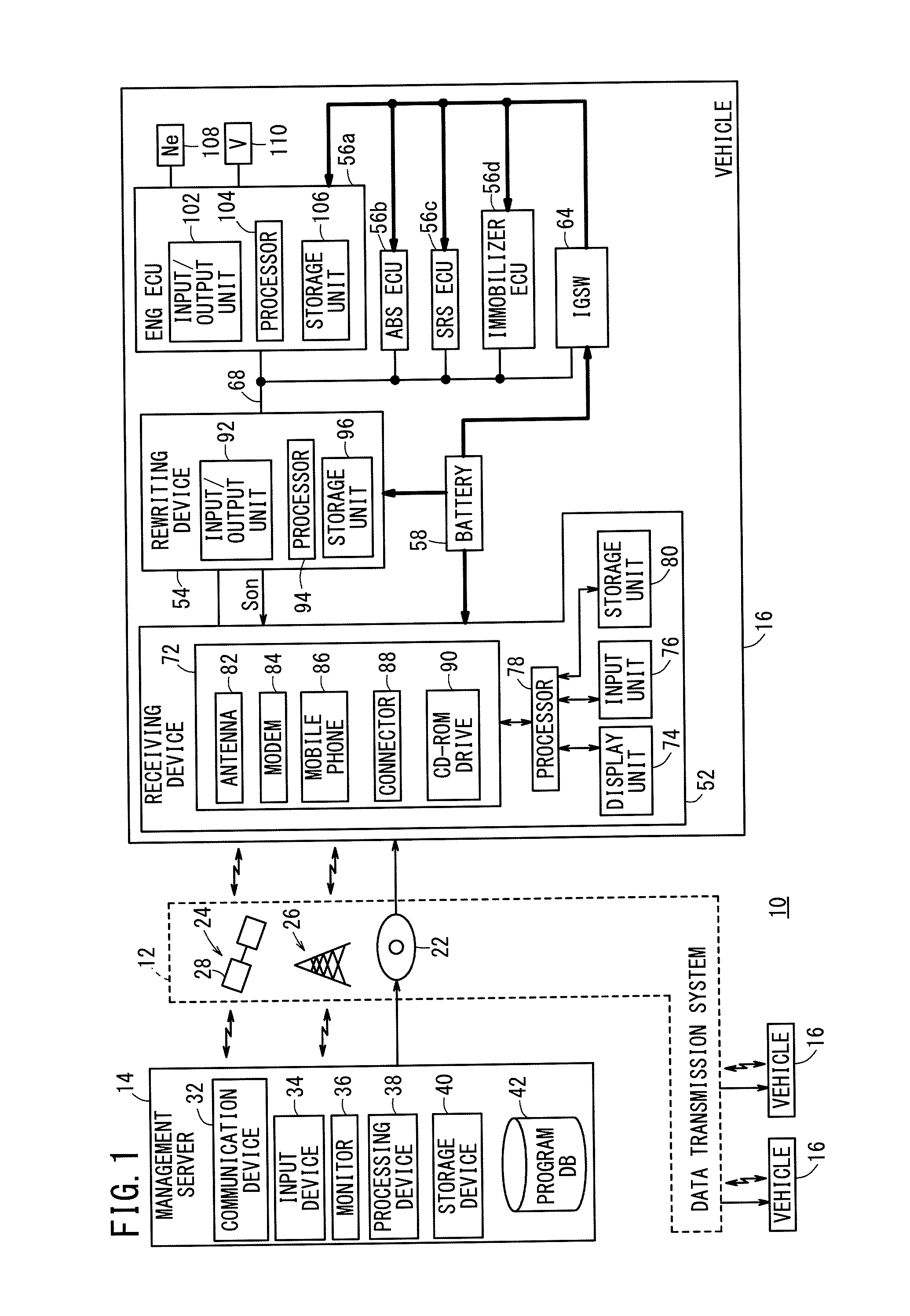 Program rewriting system for vehicles