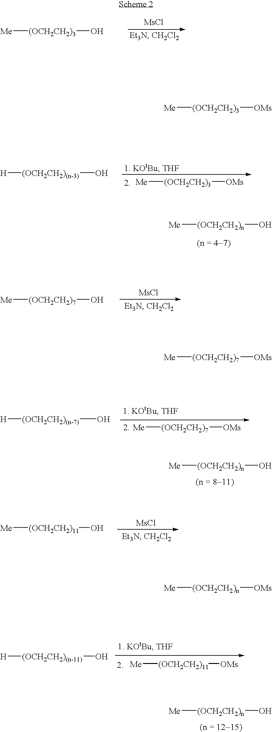 Combinatorial synthesis of PEG oligomer libraries