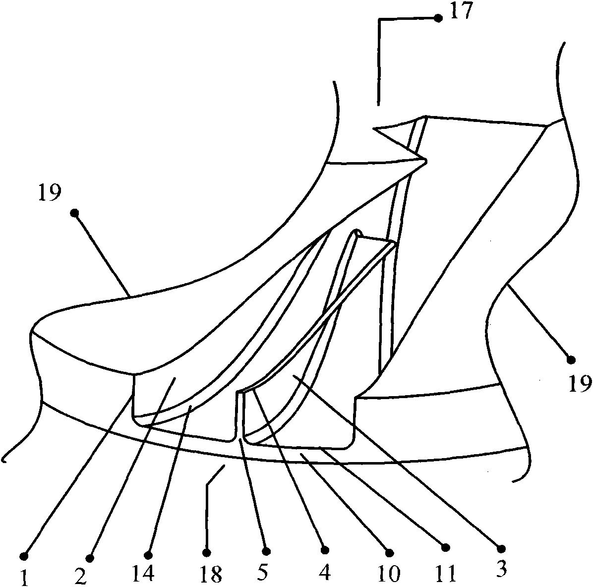 Rough machining method of integrated three-dimensional flow blade wheel