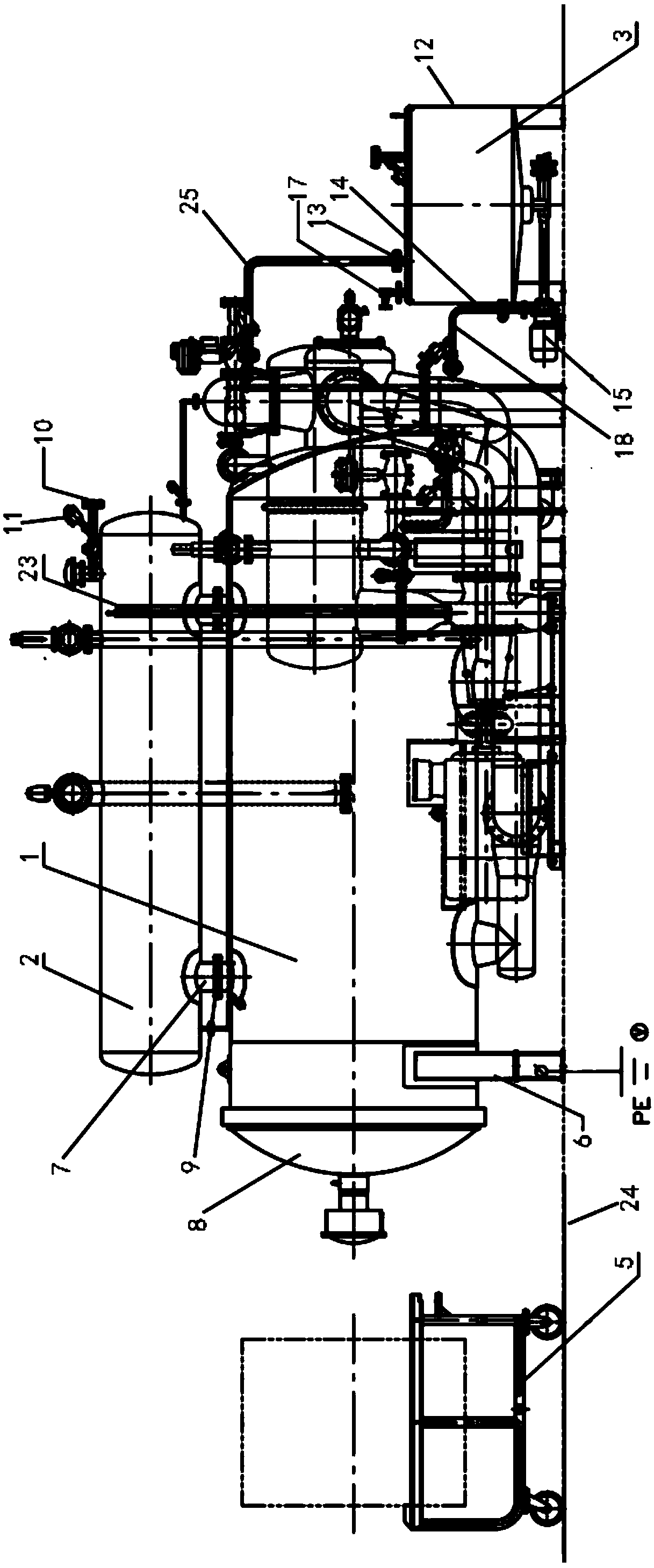 A horizontal blanching tank for blanching gauze