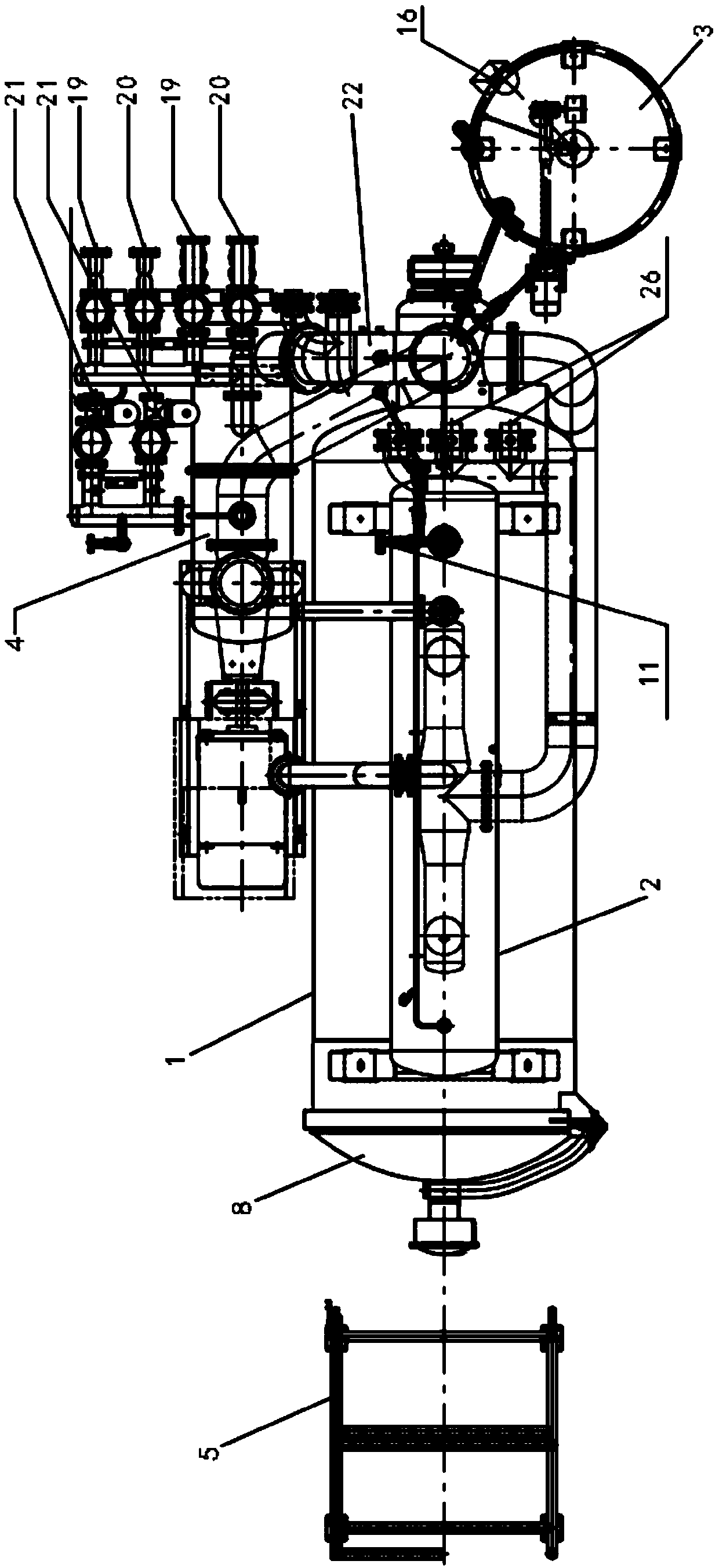 A horizontal blanching tank for blanching gauze