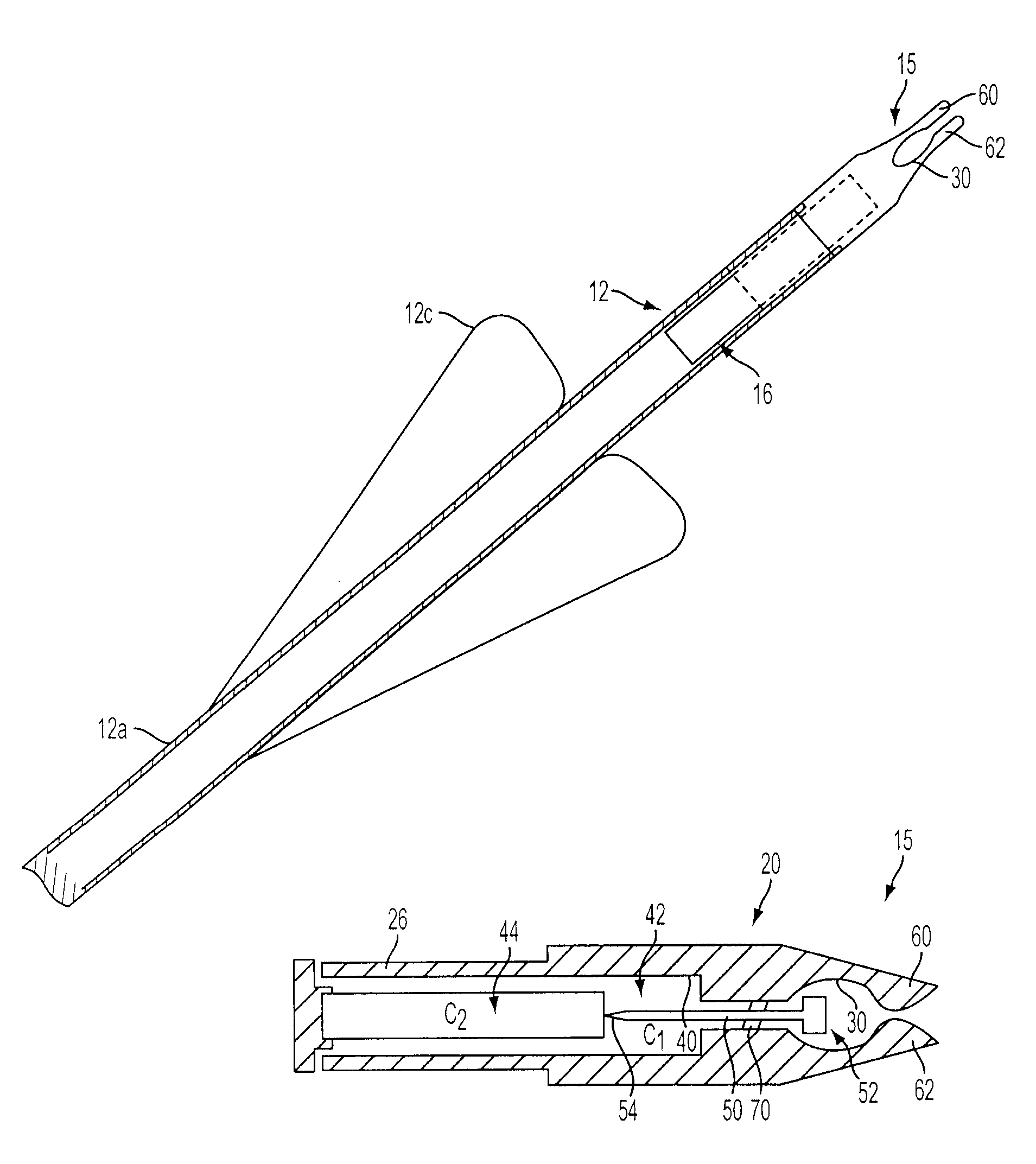 Arrow with chemical light source