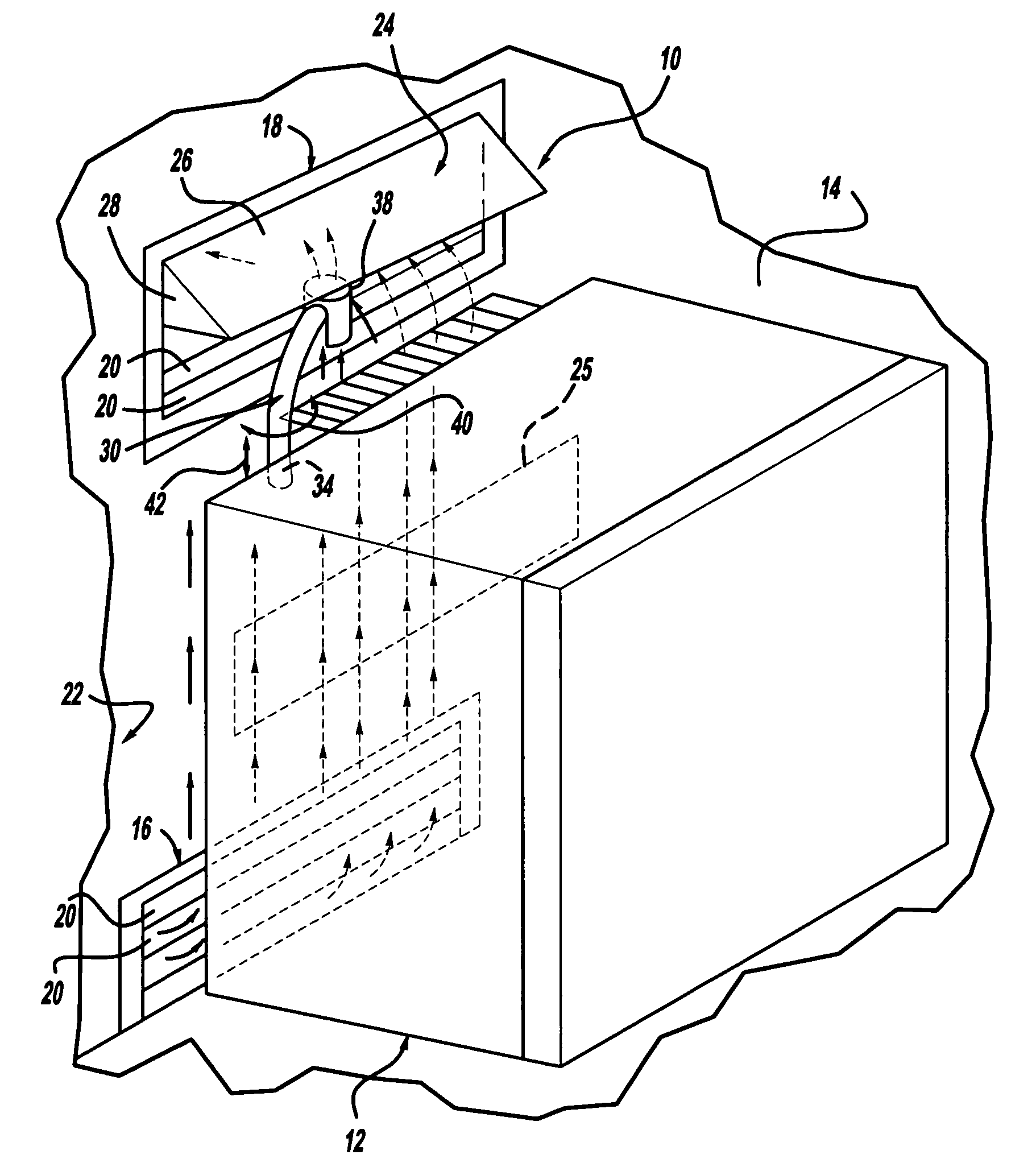 Venting arrangement for a vehicle refrigerator and related method