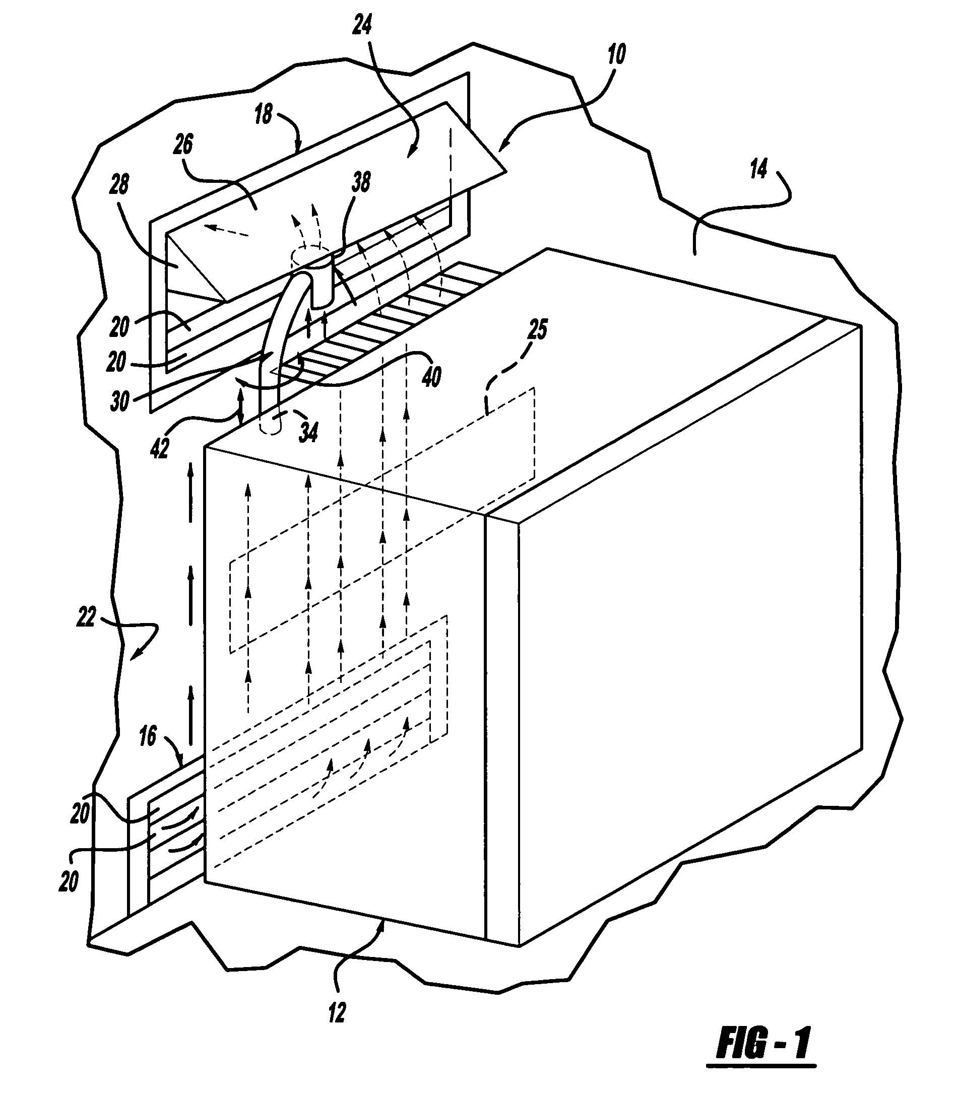 Venting arrangement for a vehicle refrigerator and related method