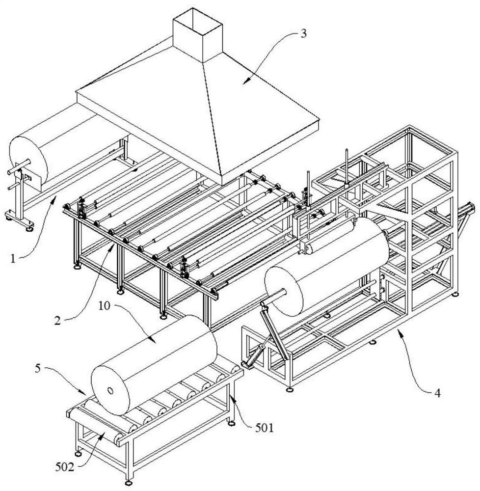 Rewinding device for aerogel composite coiled material and operation method