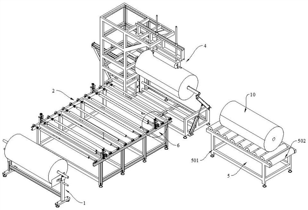 Rewinding device for aerogel composite coiled material and operation method