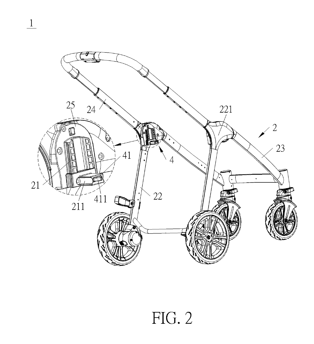 Baby stroller with a folding mechanism triggered by a child carrier