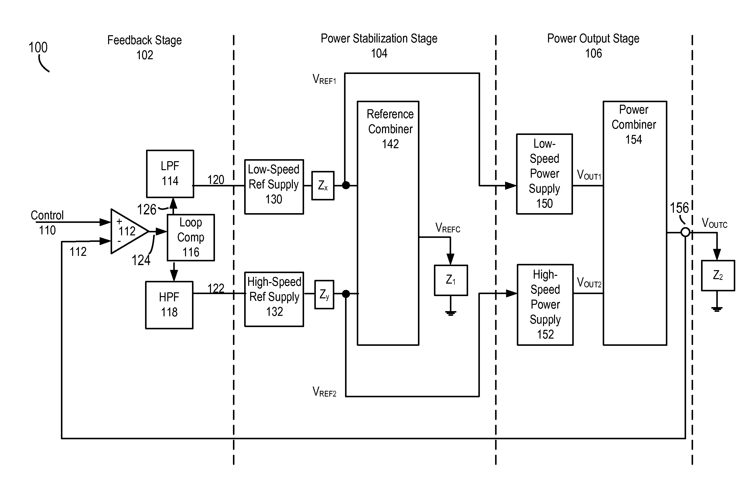 Stabilizing a Power Combining Power Supply System