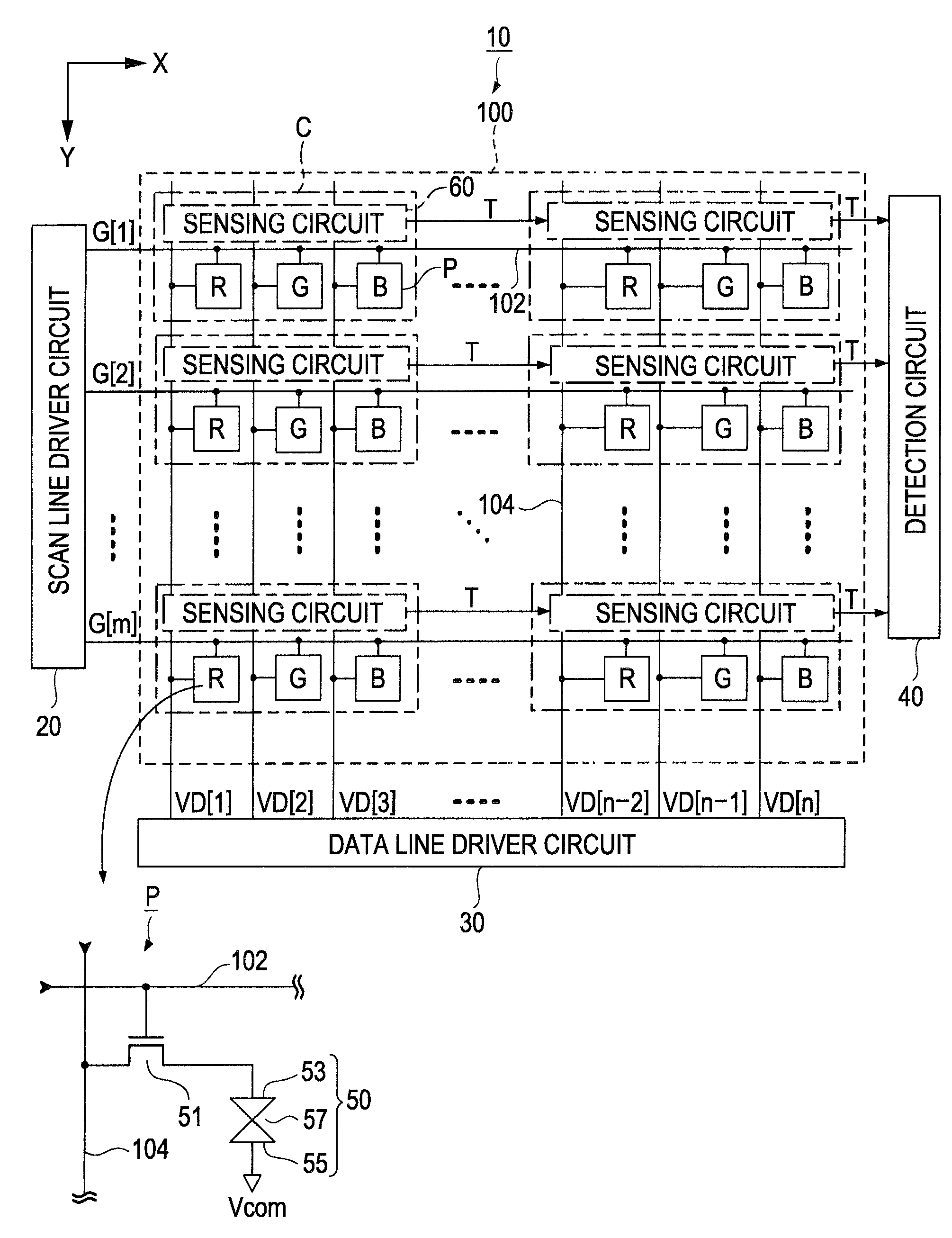 Sensing circuit, display device and electronic apparatus