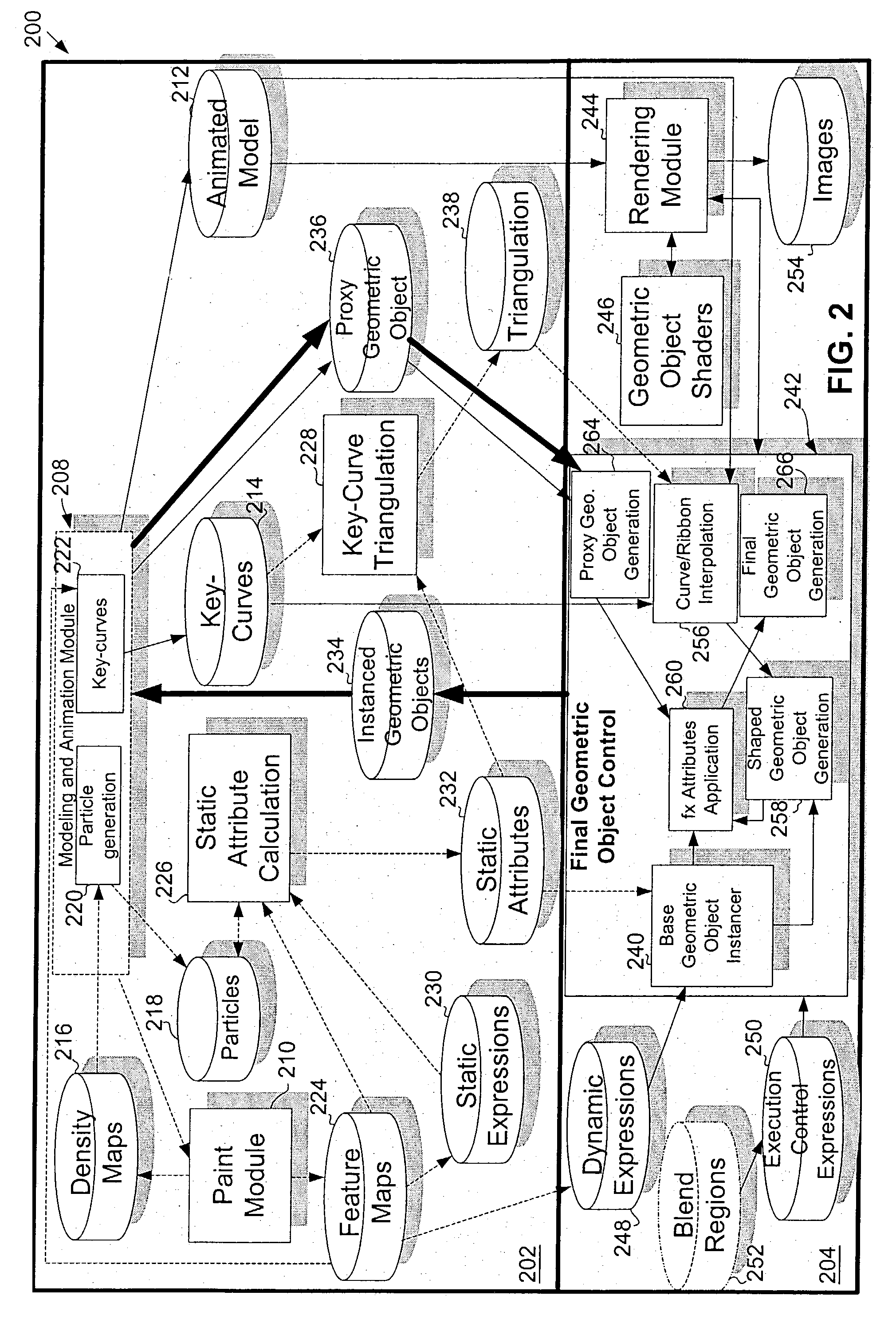 System and process for digital generation, placement, animation and display of feathers and other surface-attached geometry for computer generated imagery