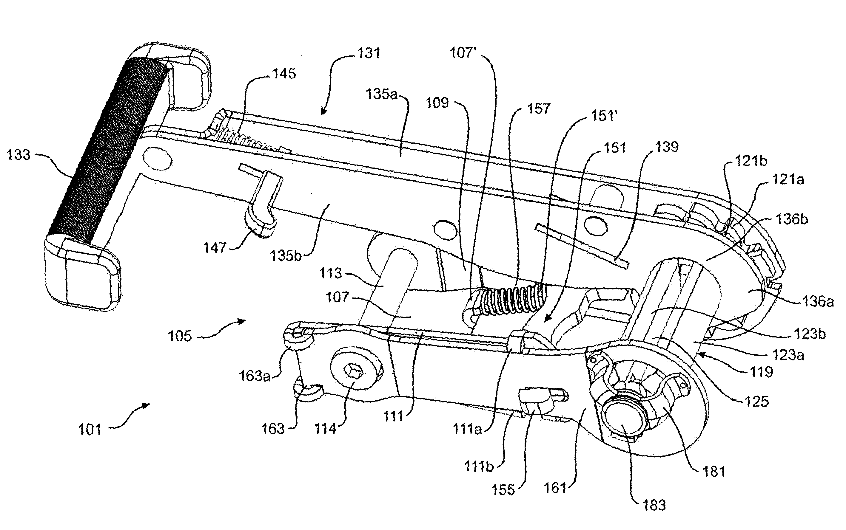 Side-loading ratchet device