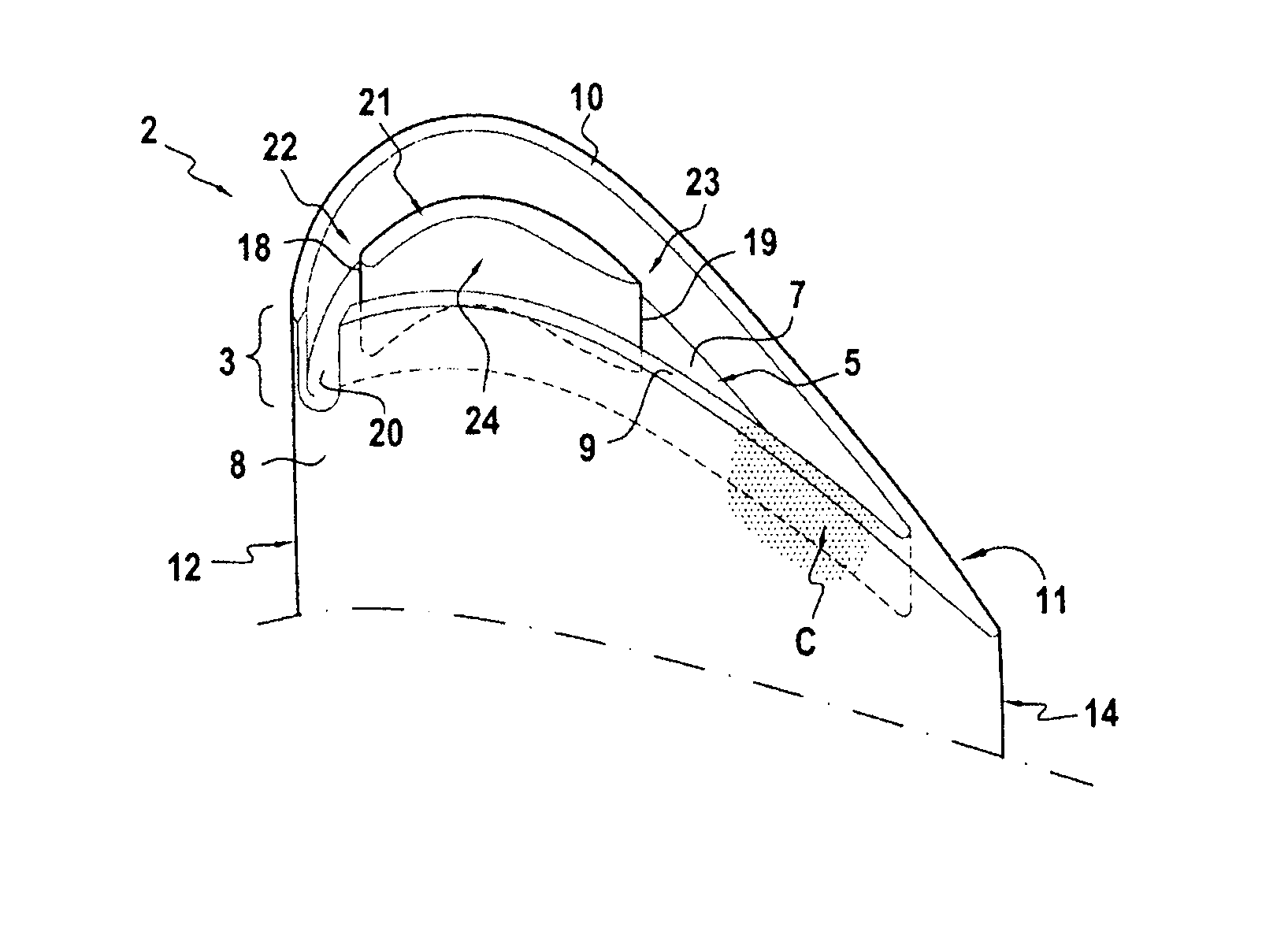 Cooling of the tip of a blade