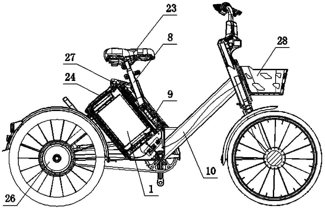 A wiring structure of a moped, a vehicle frame and the moped