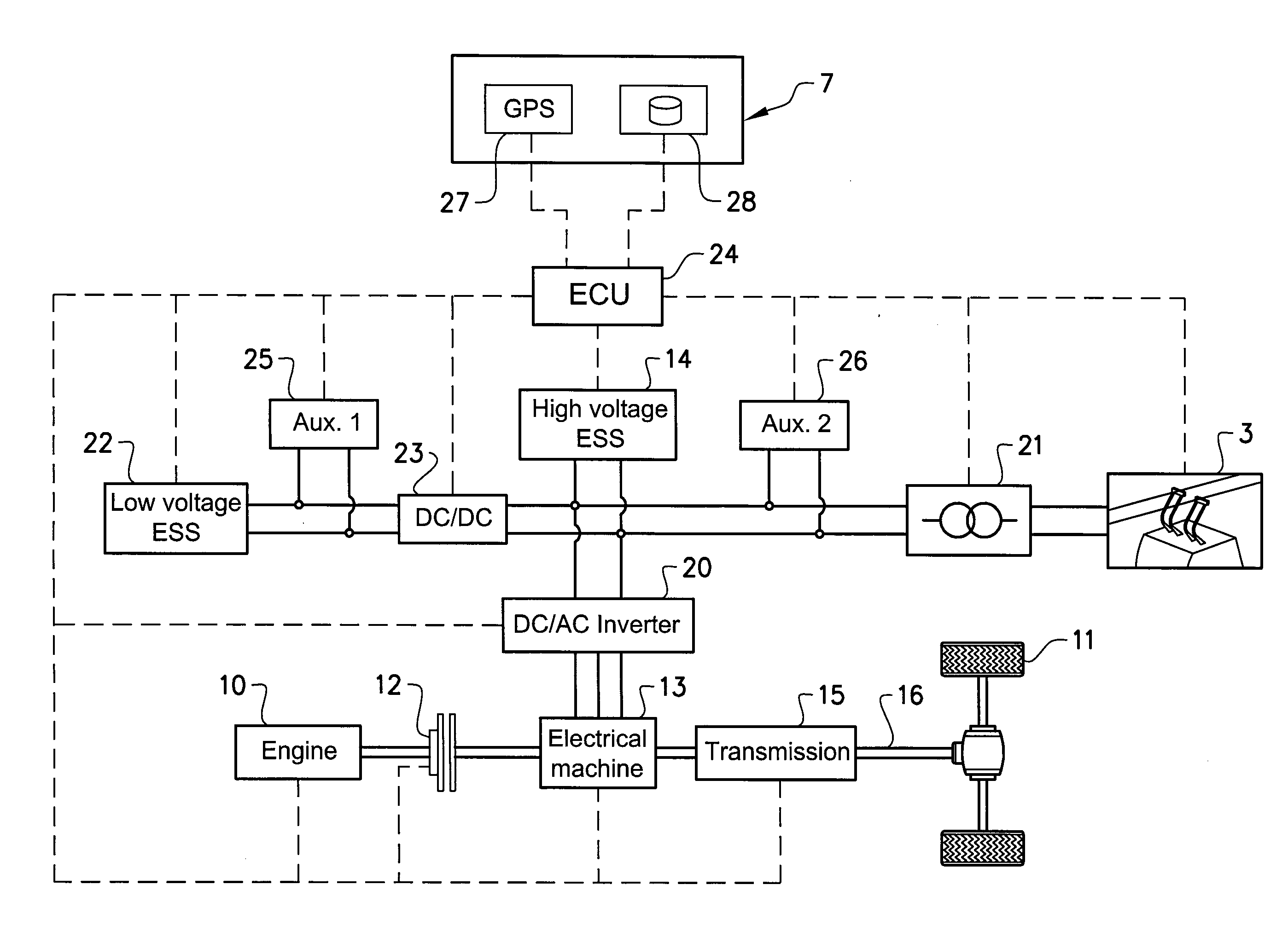 Energy management system for a non-railbound vehicle