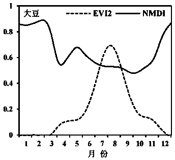 Maize automatic mapping method based on nmdi increase-decrease ratio index in peak growth period