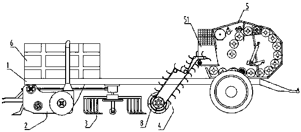 Gathering type plastic film residue bundling and recovering machine