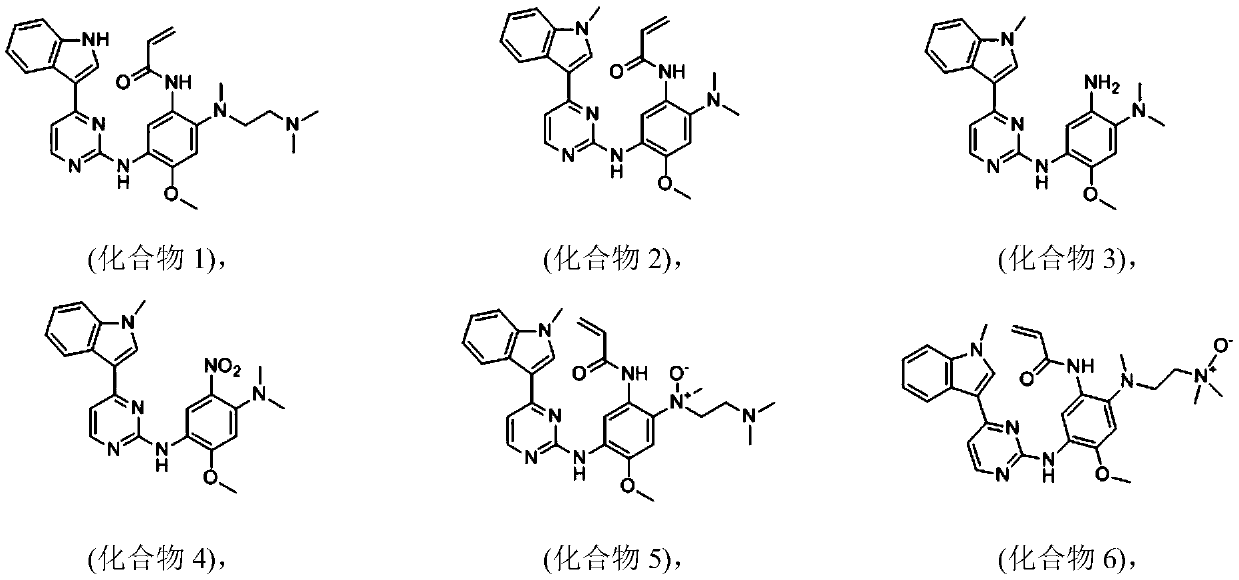 Composition containing phenylaminopyrimidinyl indole derivative mixture and application of composition