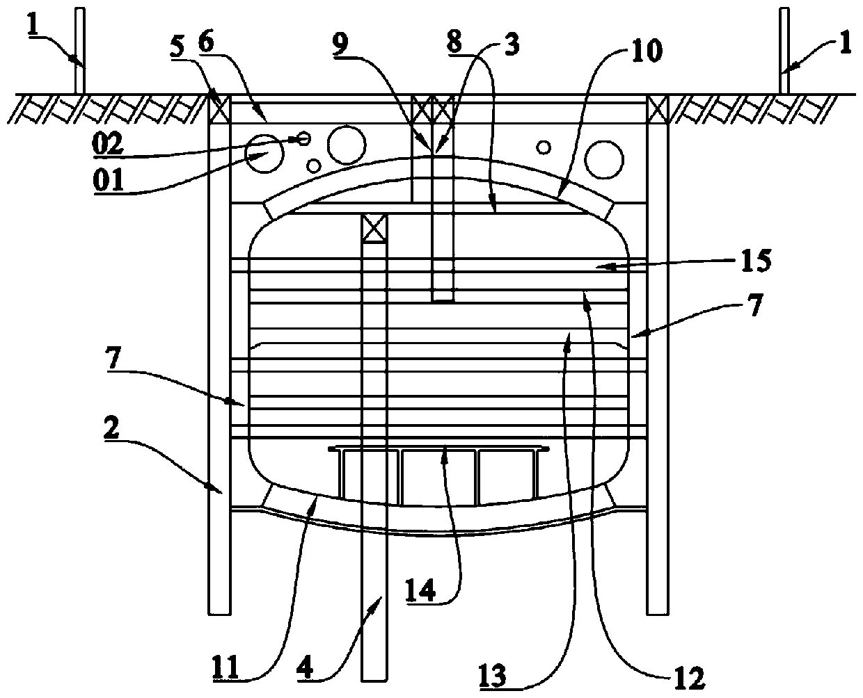 Construction method of rail traffic column-free station in areas with dense underground pipelines