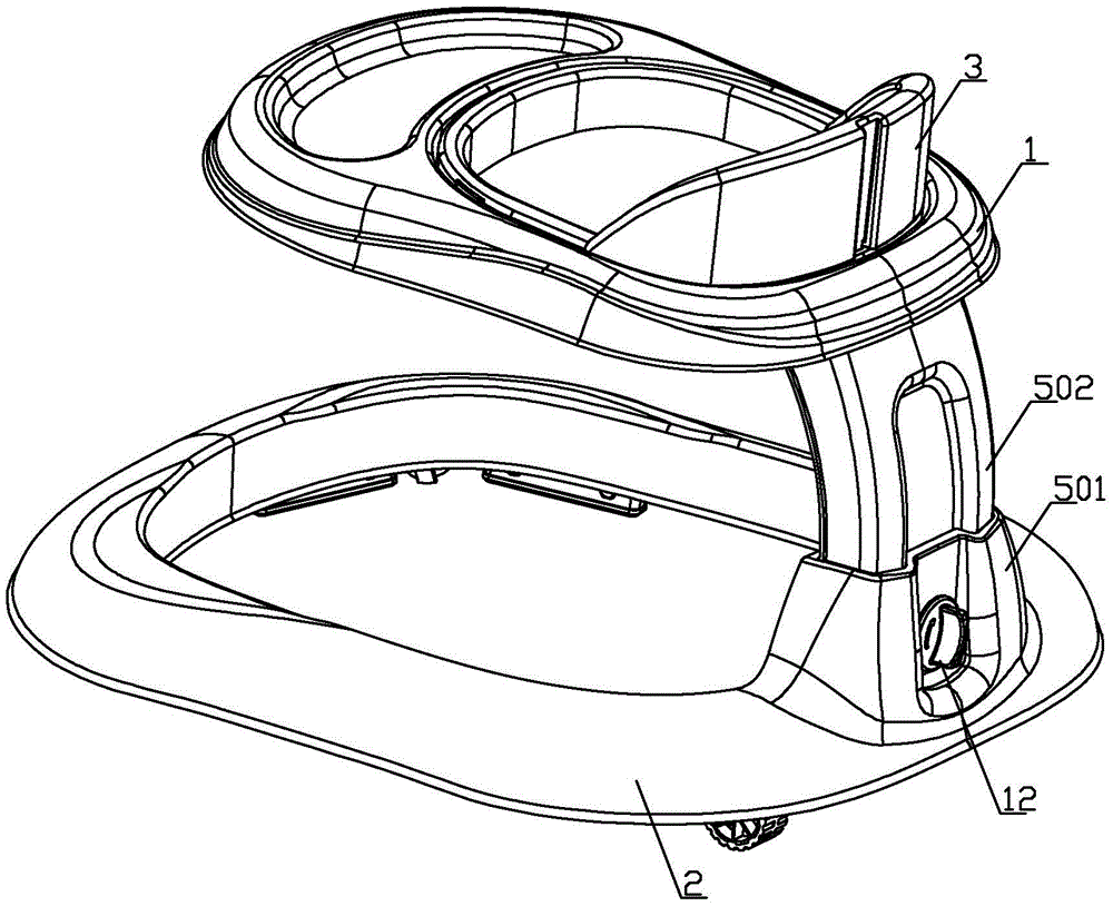 Baby walker with stepless adjustment