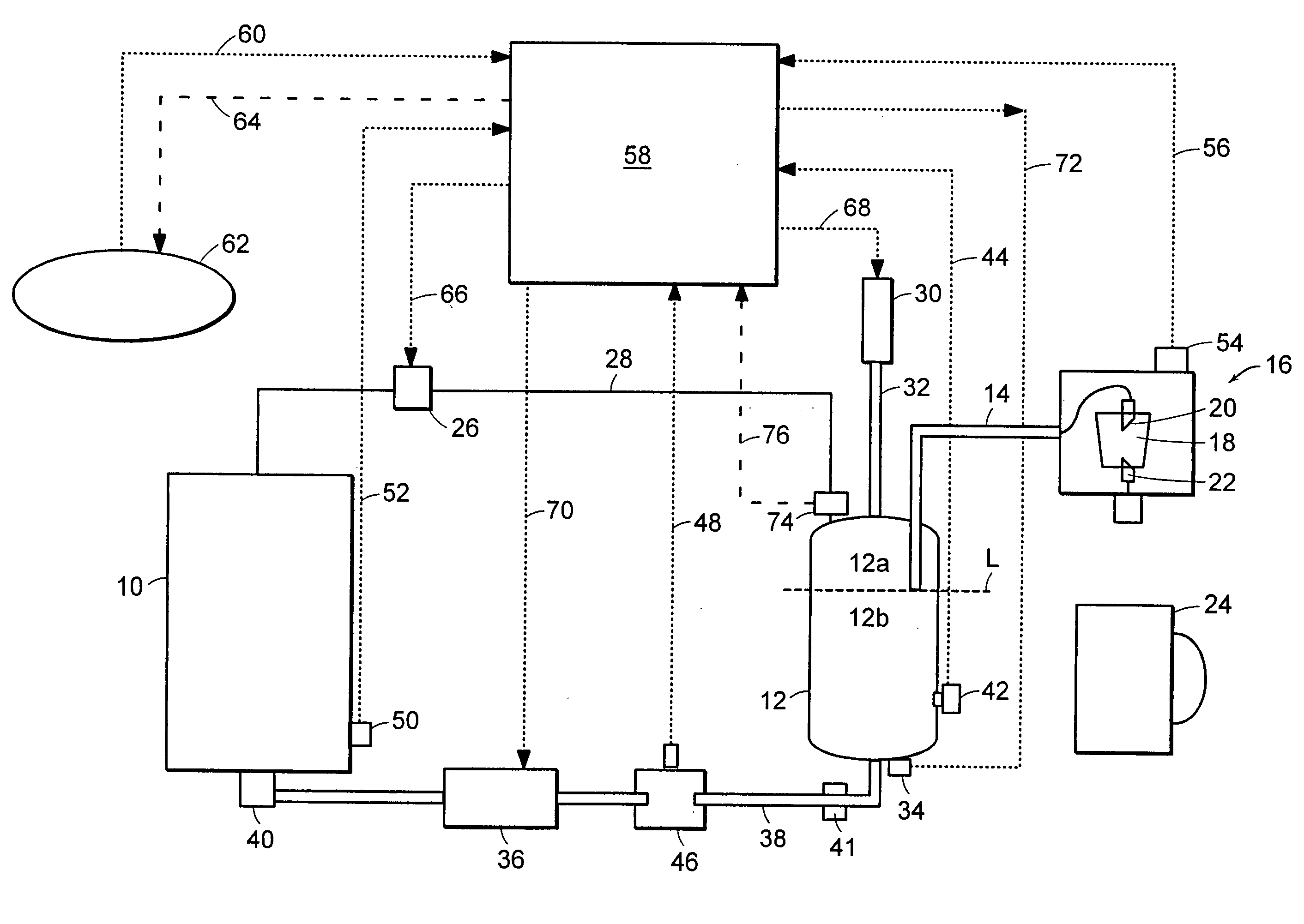 System for dispensing metered volumes of heated water to the brew chamber of a single serve beverage brewer