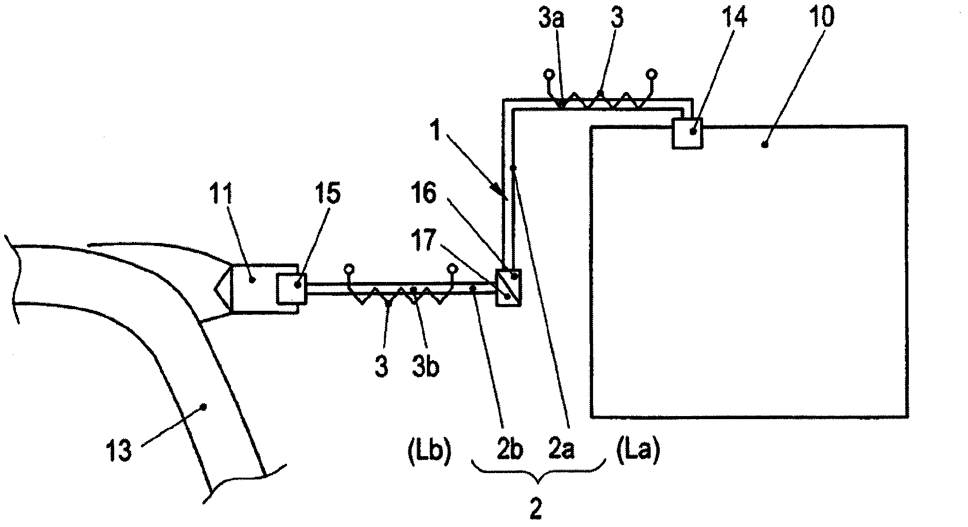 Heatable fluid line, use thereof and method for producing same