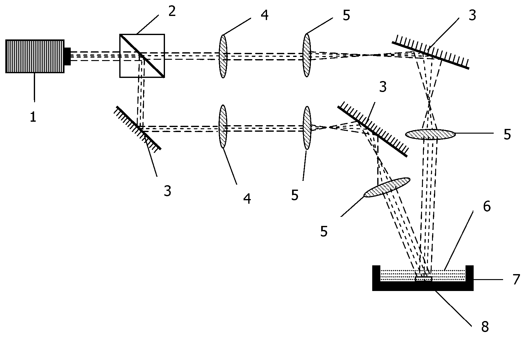 Method for implementing light emitting diode surface pattern preparation by using two-beam interference for assisting wet etching