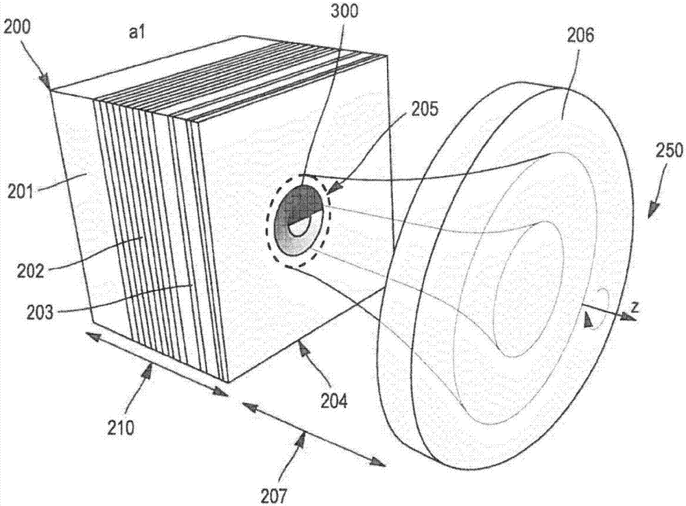 Laser device with a beam carrying controlled orbital angular momentum