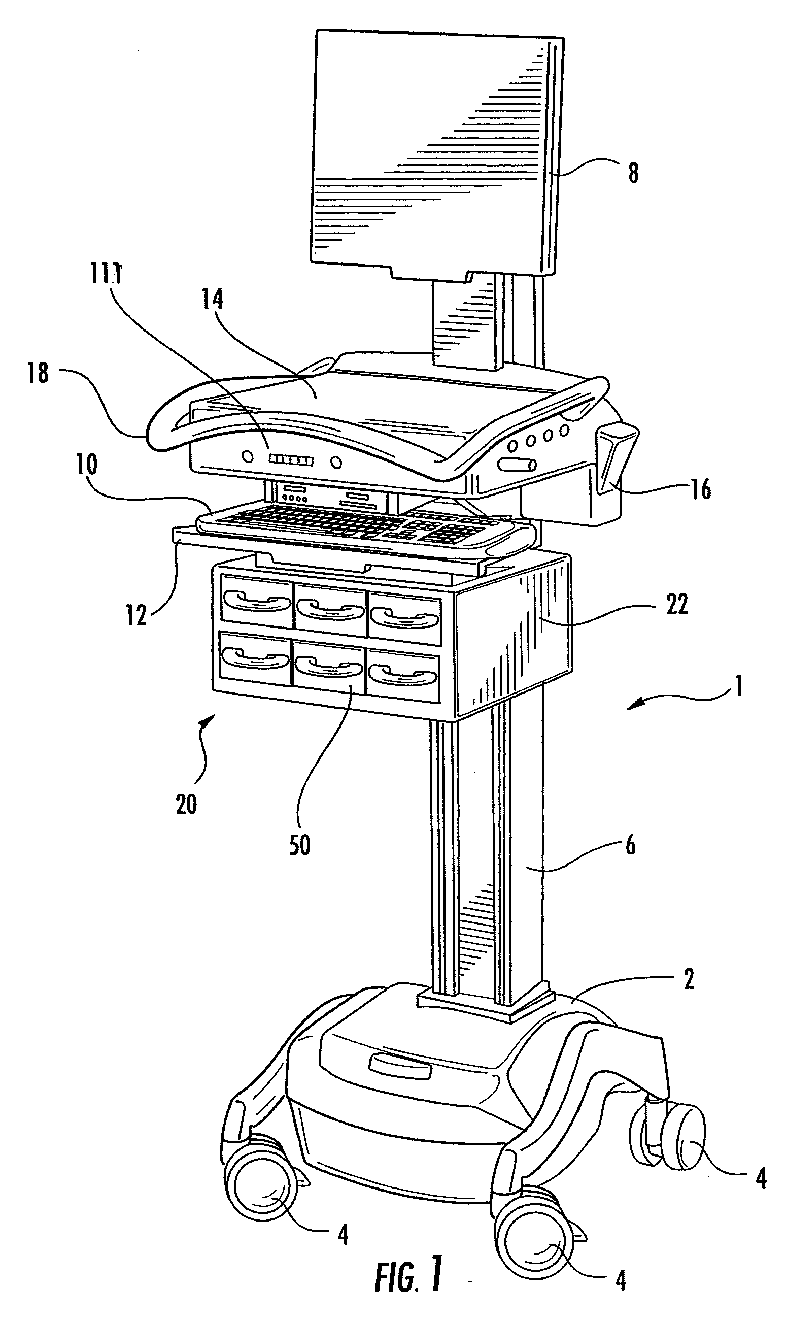 Medical cart and drawer assembly and lock