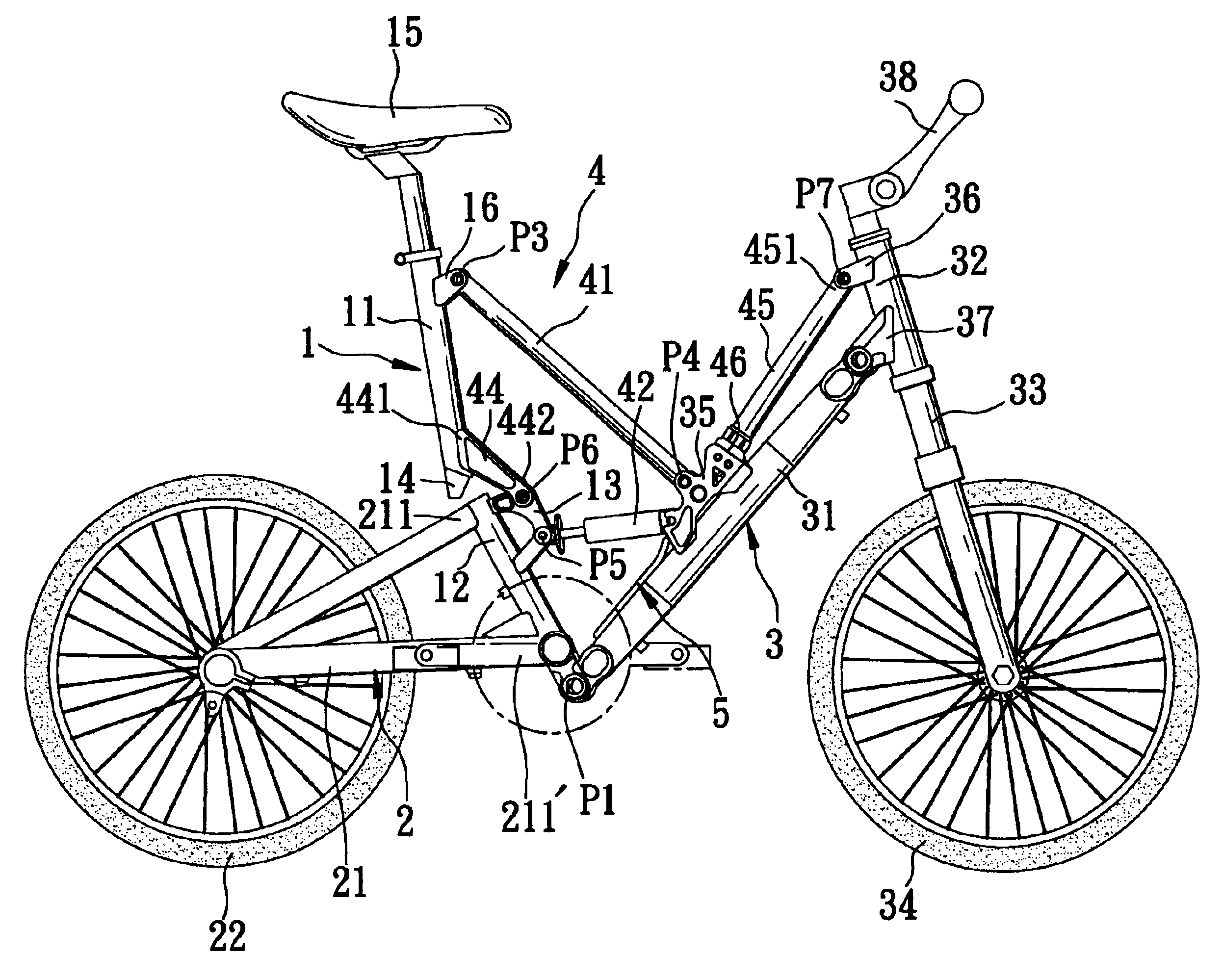 Bicycle foldable to align front and rear wheels along a transverse direction of the bicycle