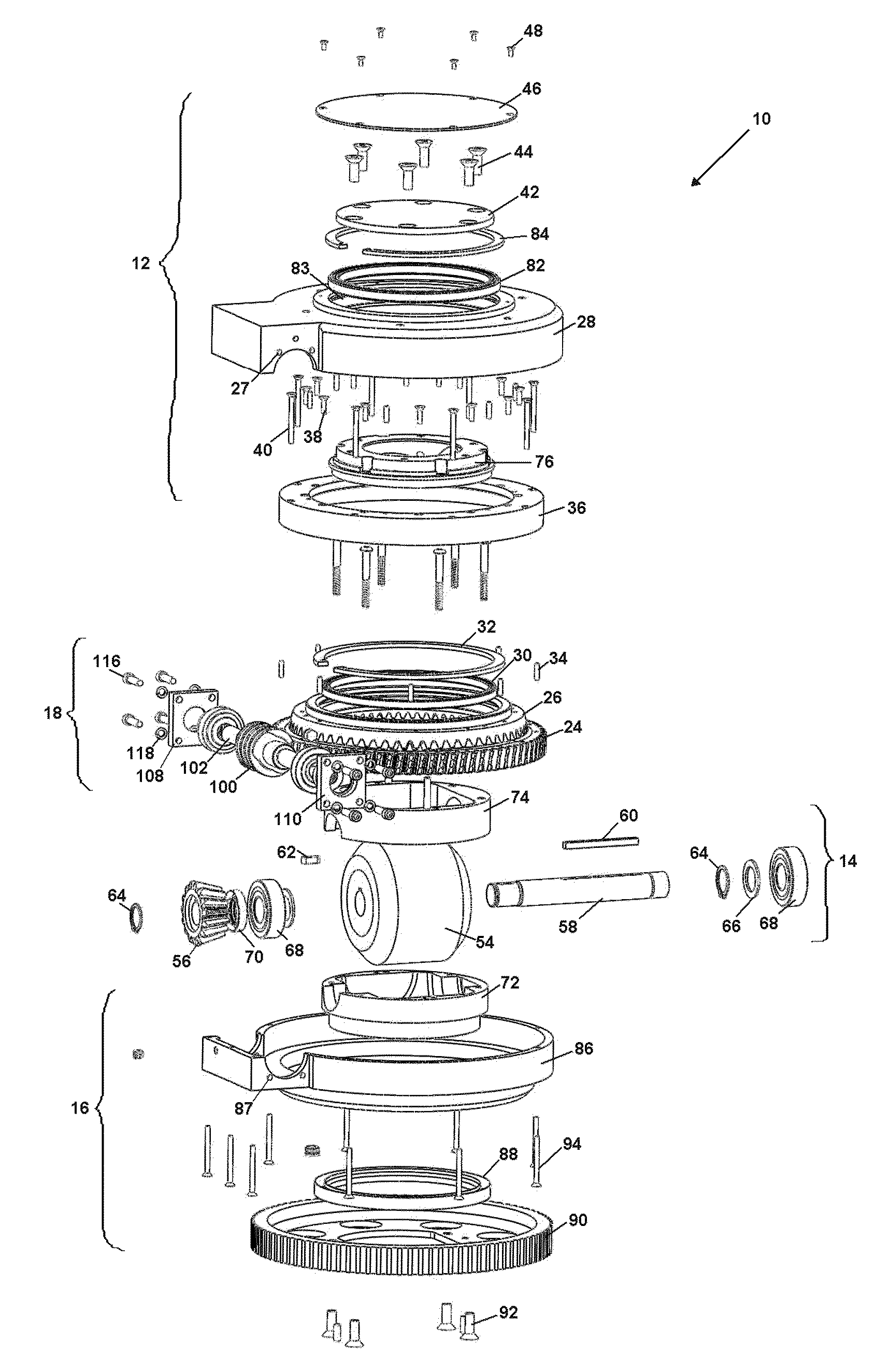 Omnidirectional drive and steering unit