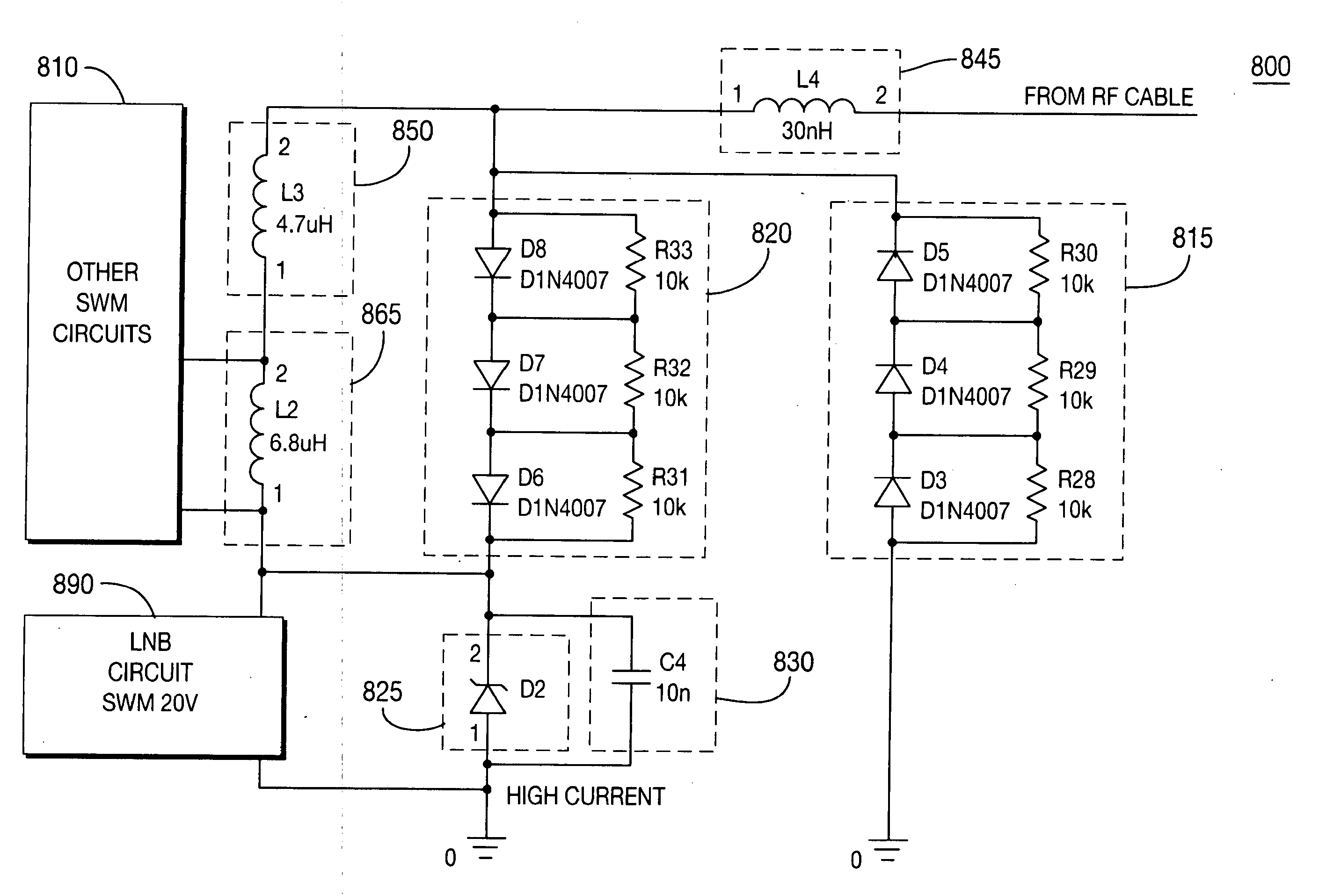 Two stage surge protection for single wire multi switch transceiver