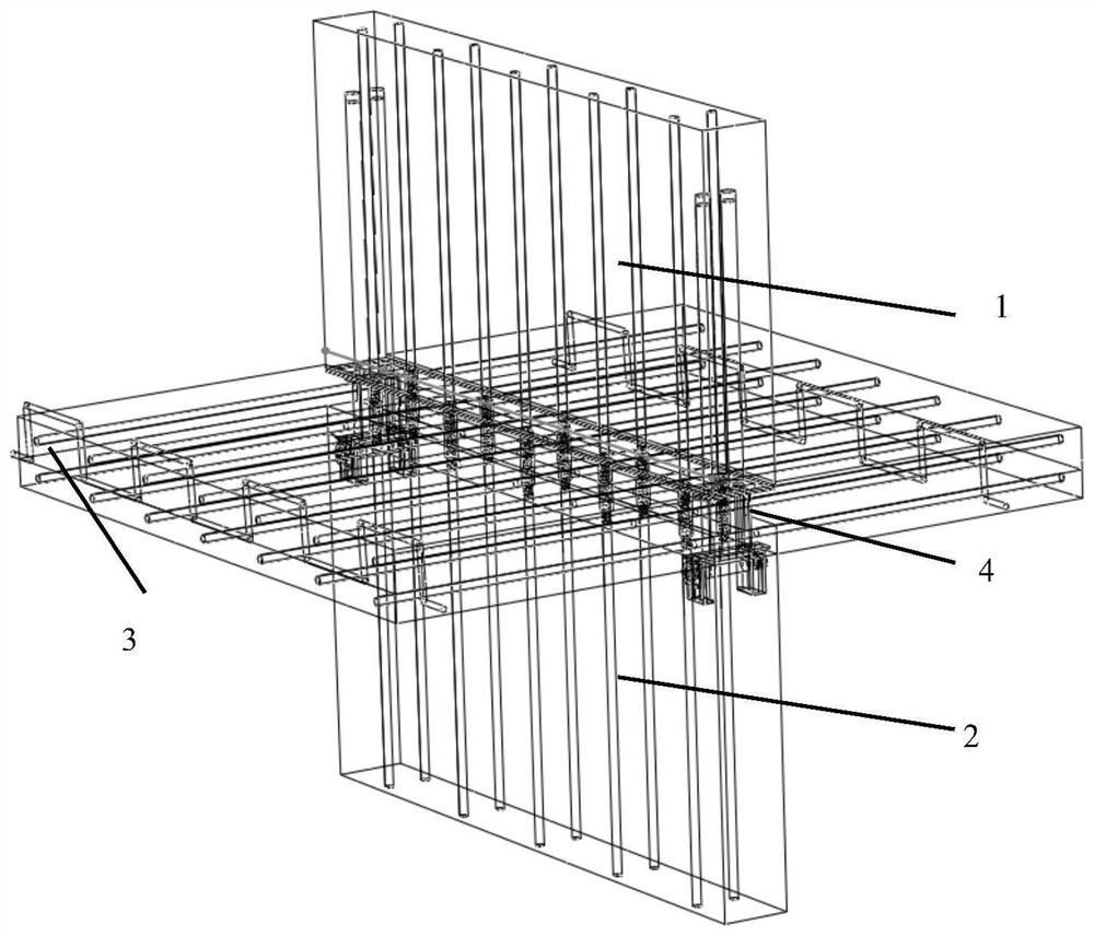 A suspended prefabricated shear wall semi-buried interior wall connection structure and method