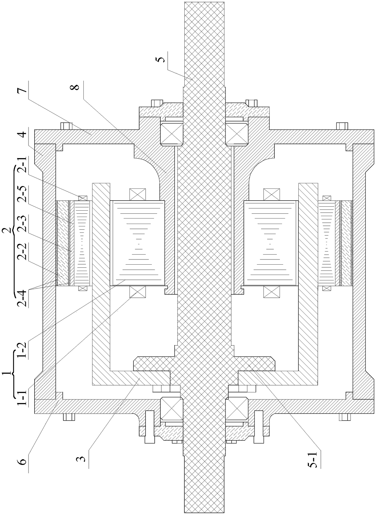 Bidirectional magnetic circuit coupling type magnetic field modulation direct drive motor for electric automobile