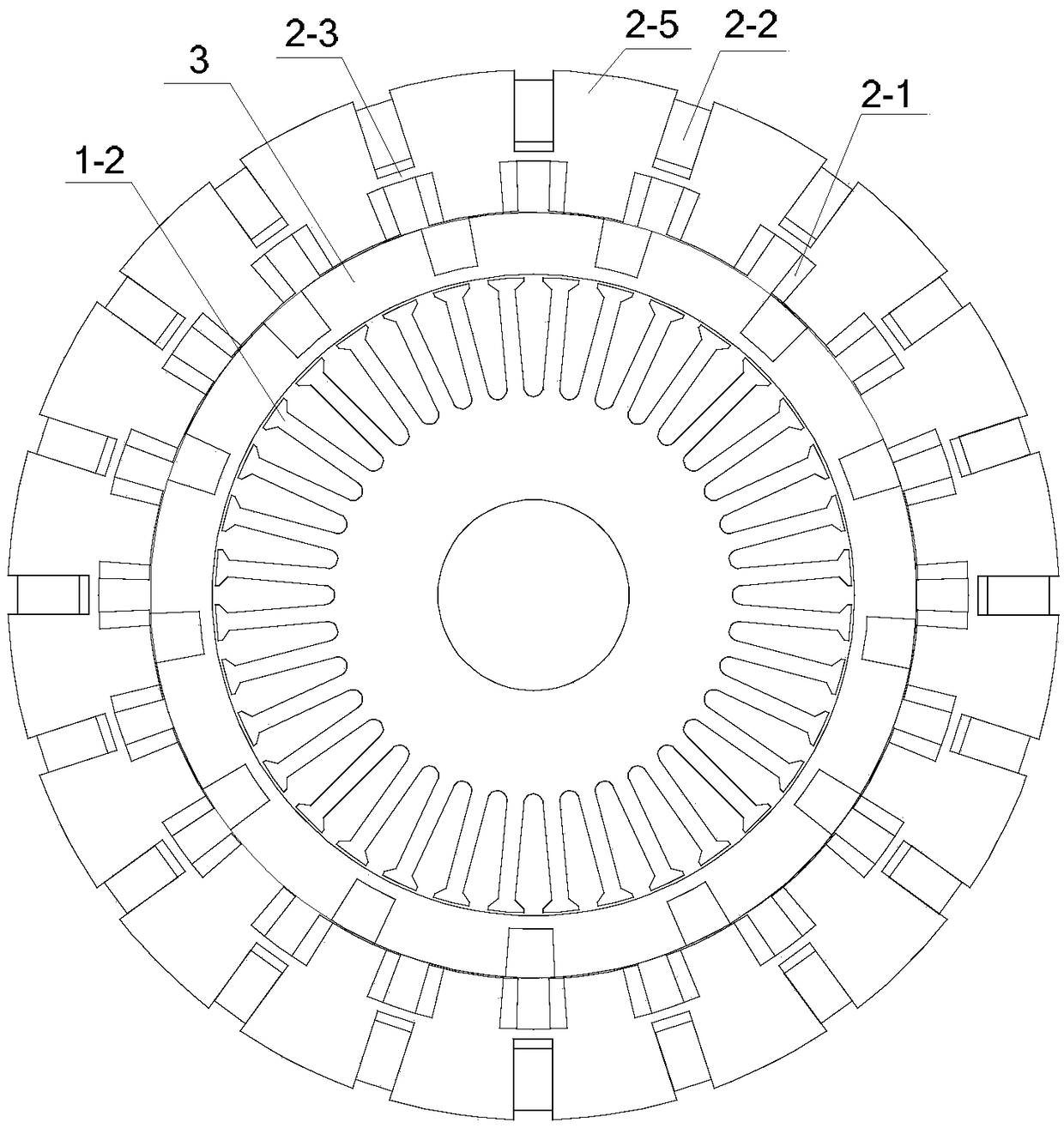 Bidirectional magnetic circuit coupling type magnetic field modulation direct drive motor for electric automobile