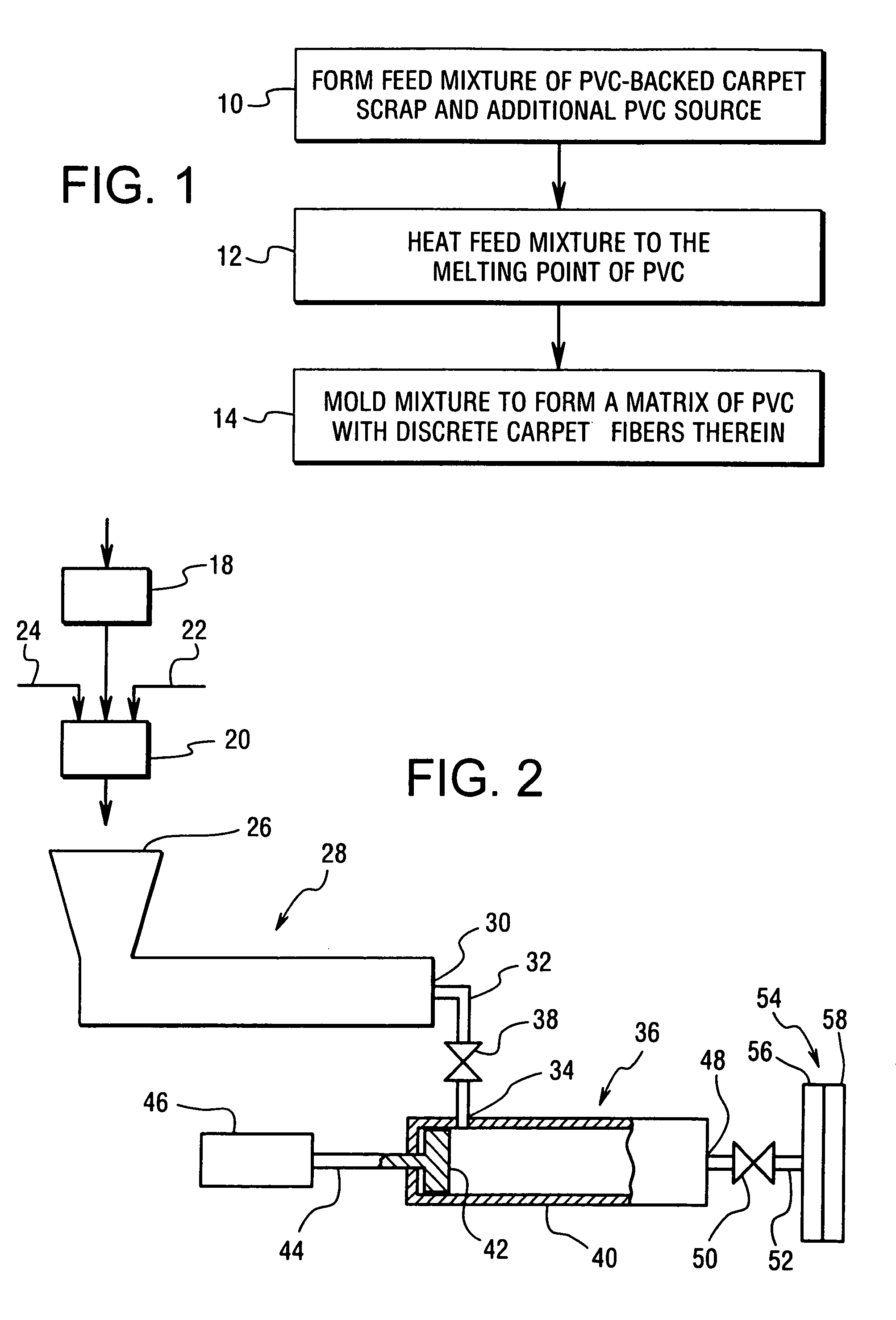 Product and process for producing a molded product from recycled carpet waste