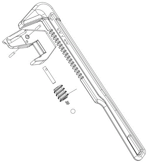 A pipe wrench capable of quickly adjusting the amount of opening