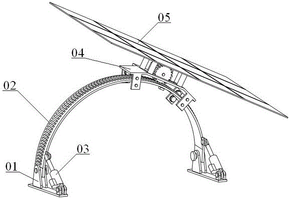 Arc-shaped track type solar cell panel mobile positioning device