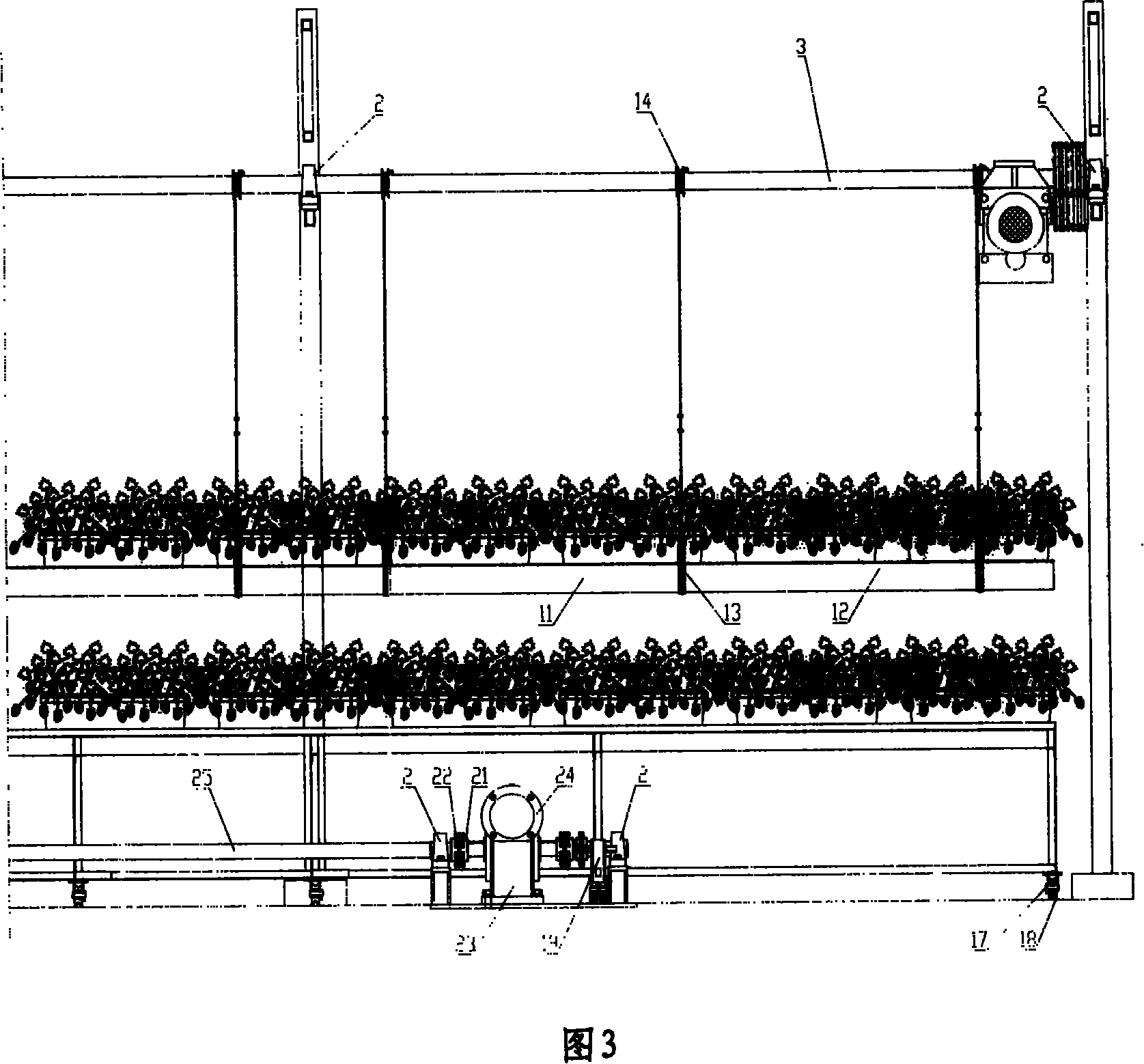 Lifting and translating type greenhouse high-density trough planting mechanical device